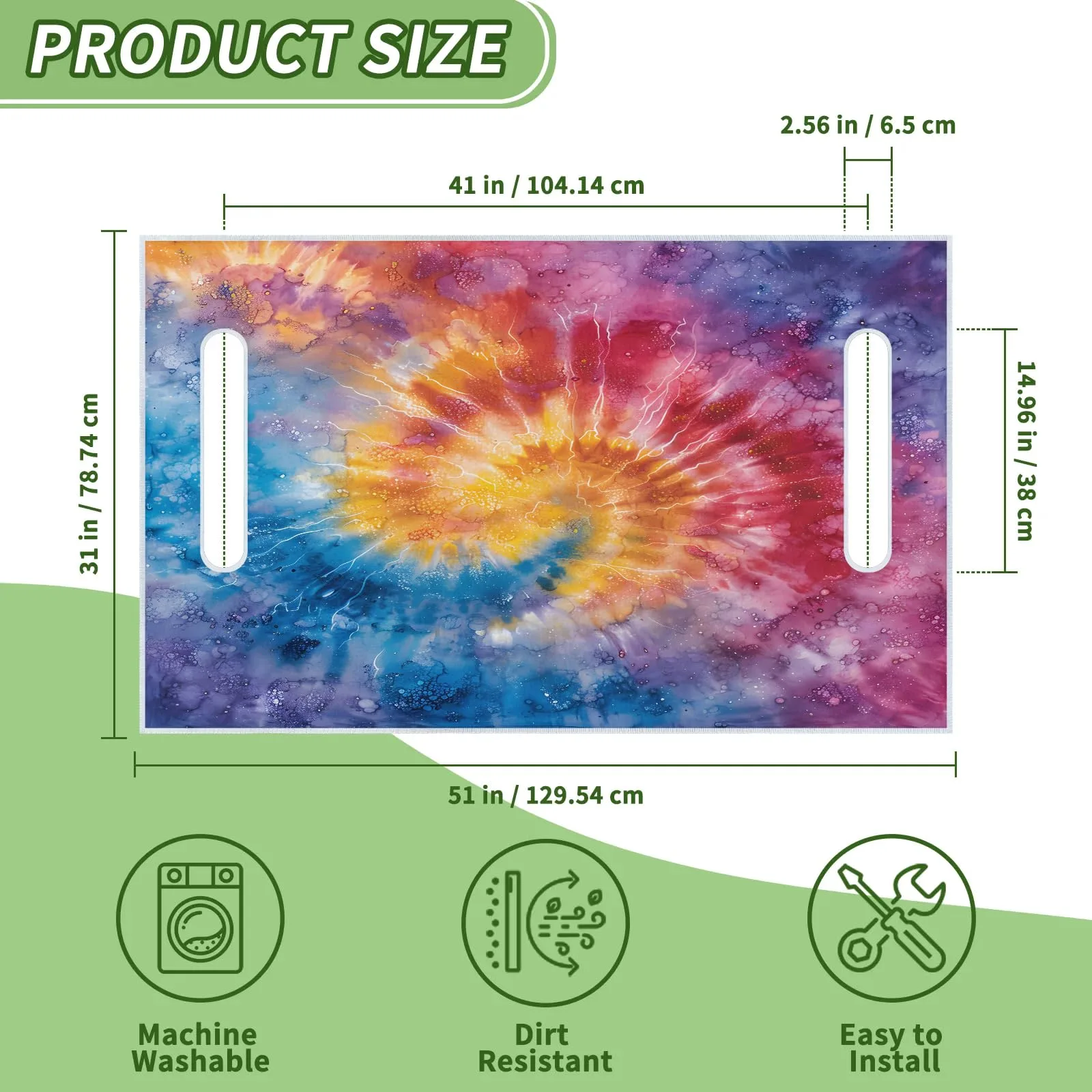 Tiveruda Tie-Dye Golf Cart Seat Cover, 51 x 31 in image 2
