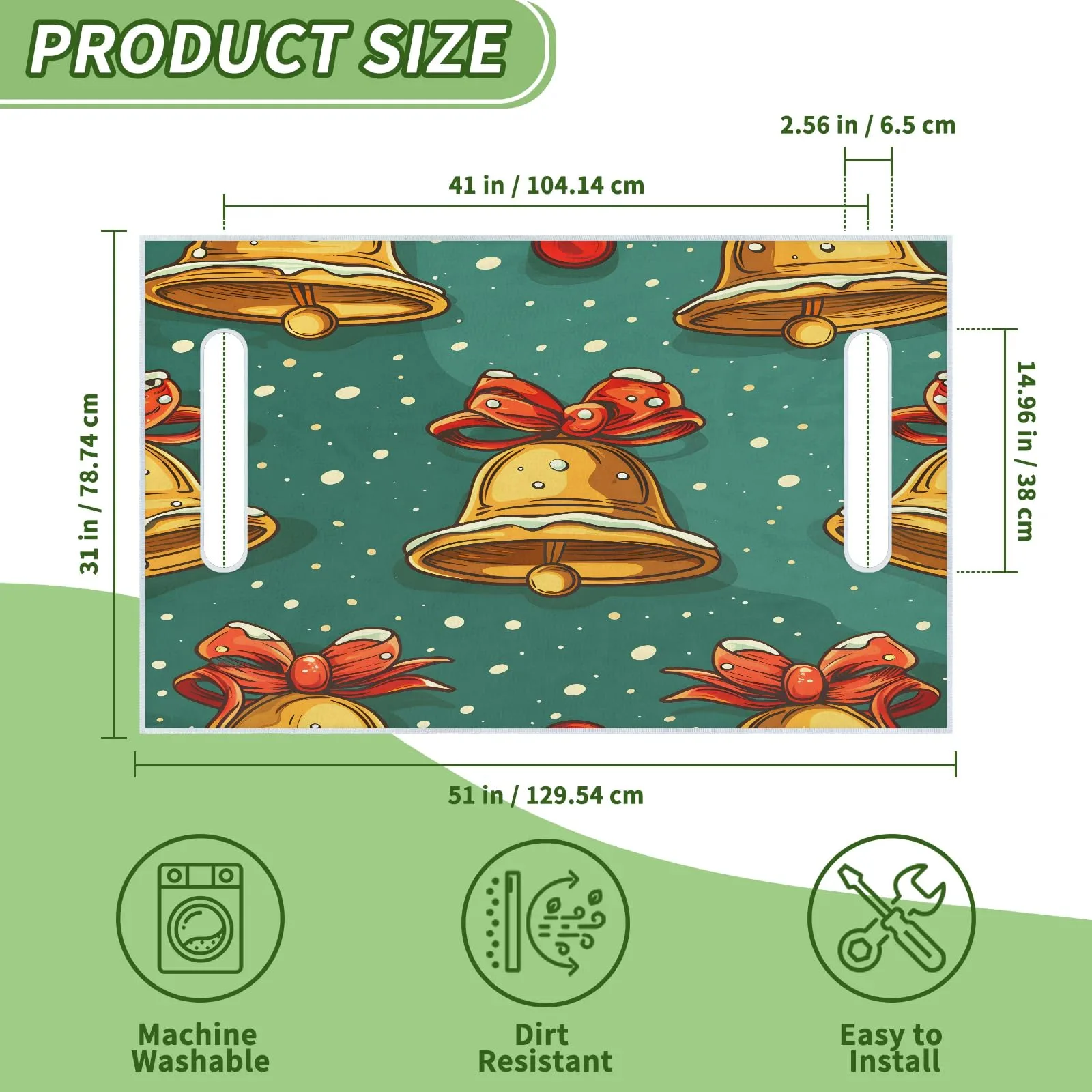 Tiveruda Christmas Jungle Bell Golf Cart Seat Cover image 2