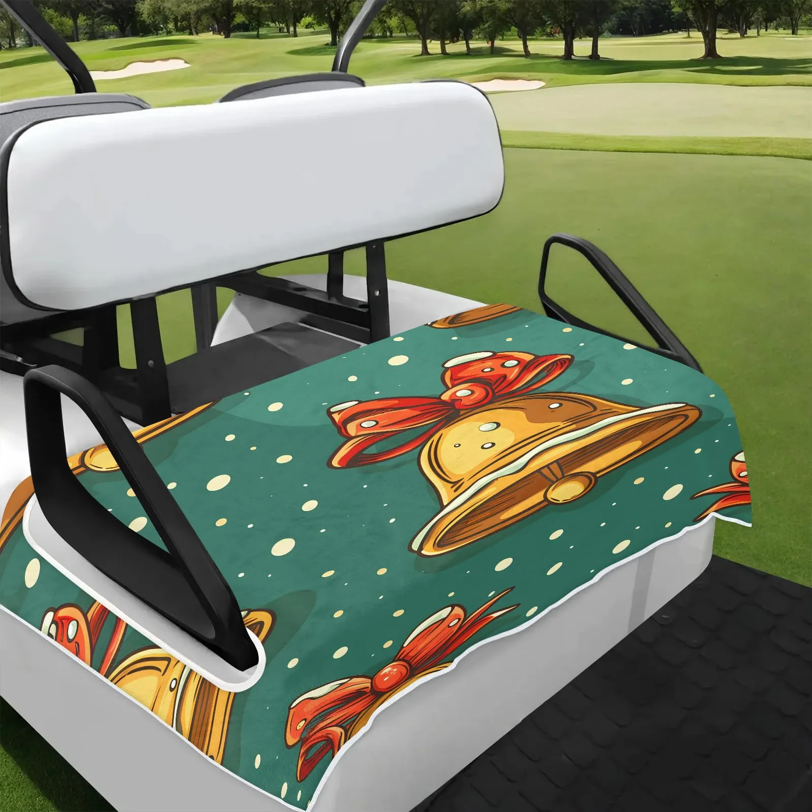 Tiveruda Christmas Jungle Bell Golf Cart Seat Cover
