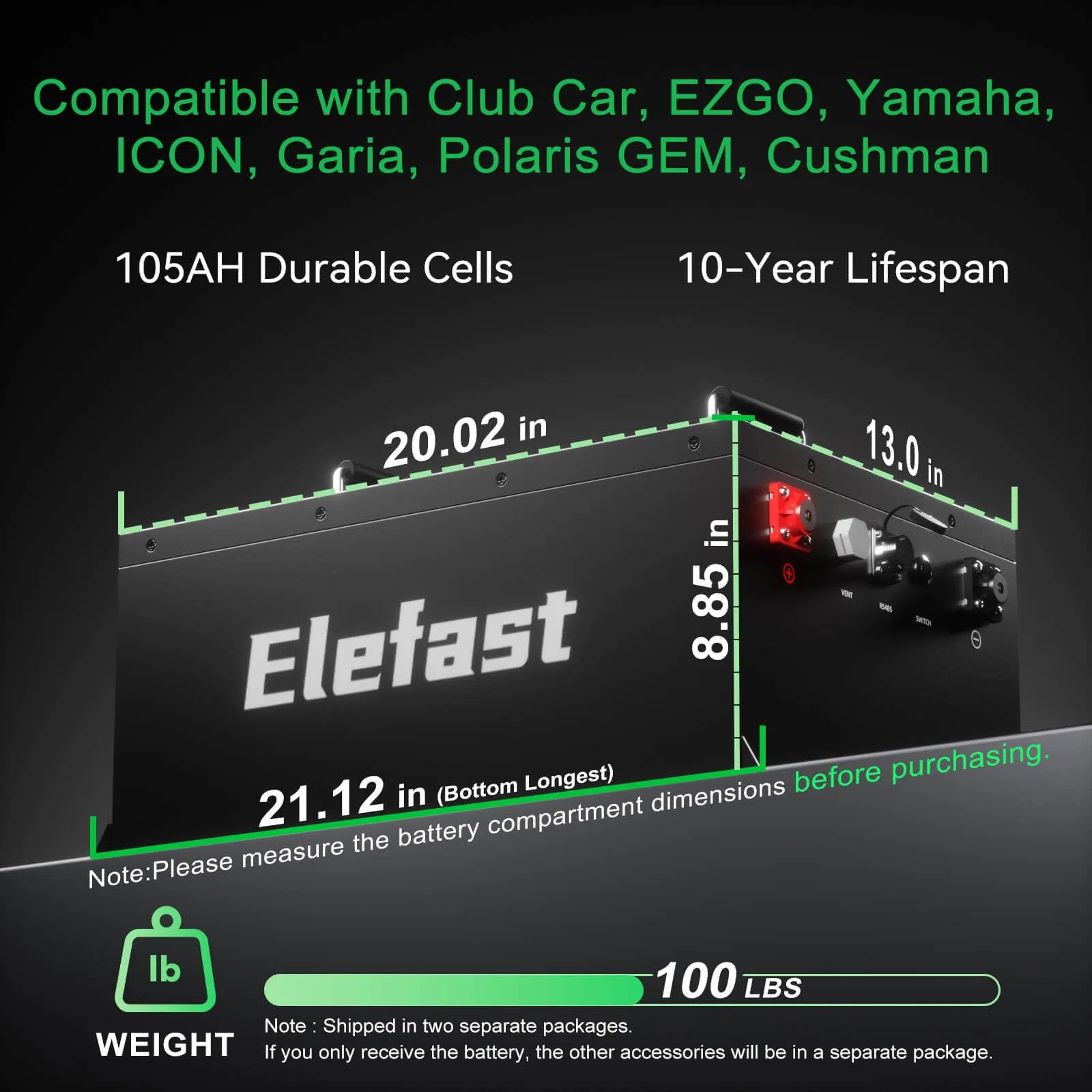 Elefast 48V 105Ah Lithium Golf Cart Battery Kit CA_GOLF_509 image 2