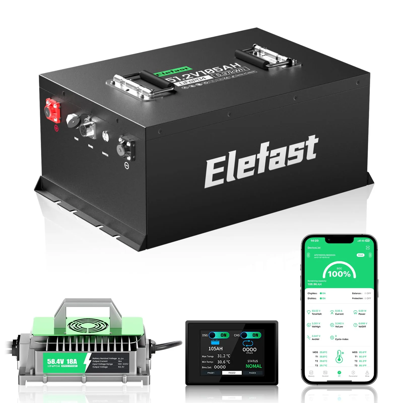 Elefast 48V 105Ah Lithium Golf Cart Battery Kit CA_GOLF_509