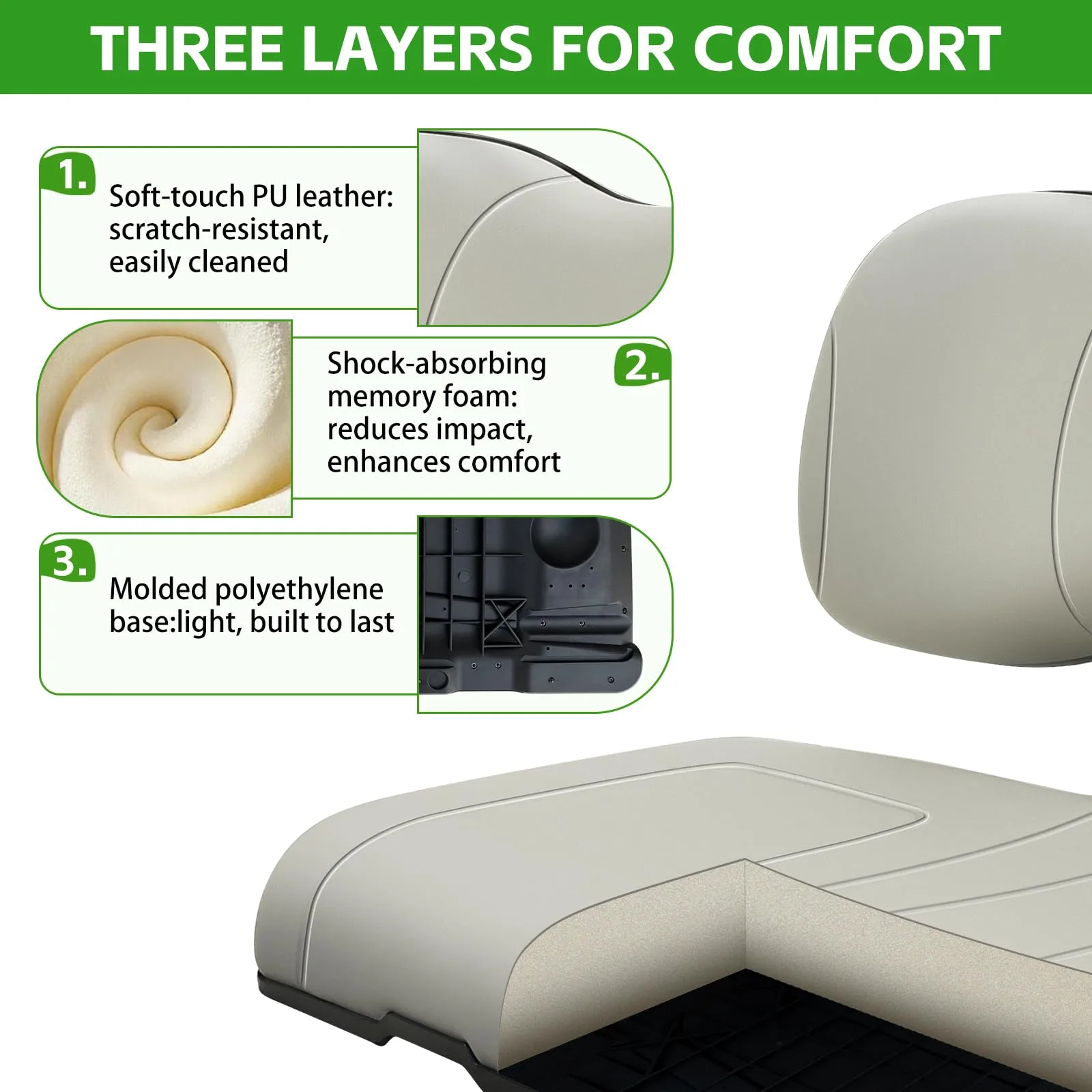Shu-Ran Front Seat Cushions for Yamaha G29/Drive 2007-2016 image 4