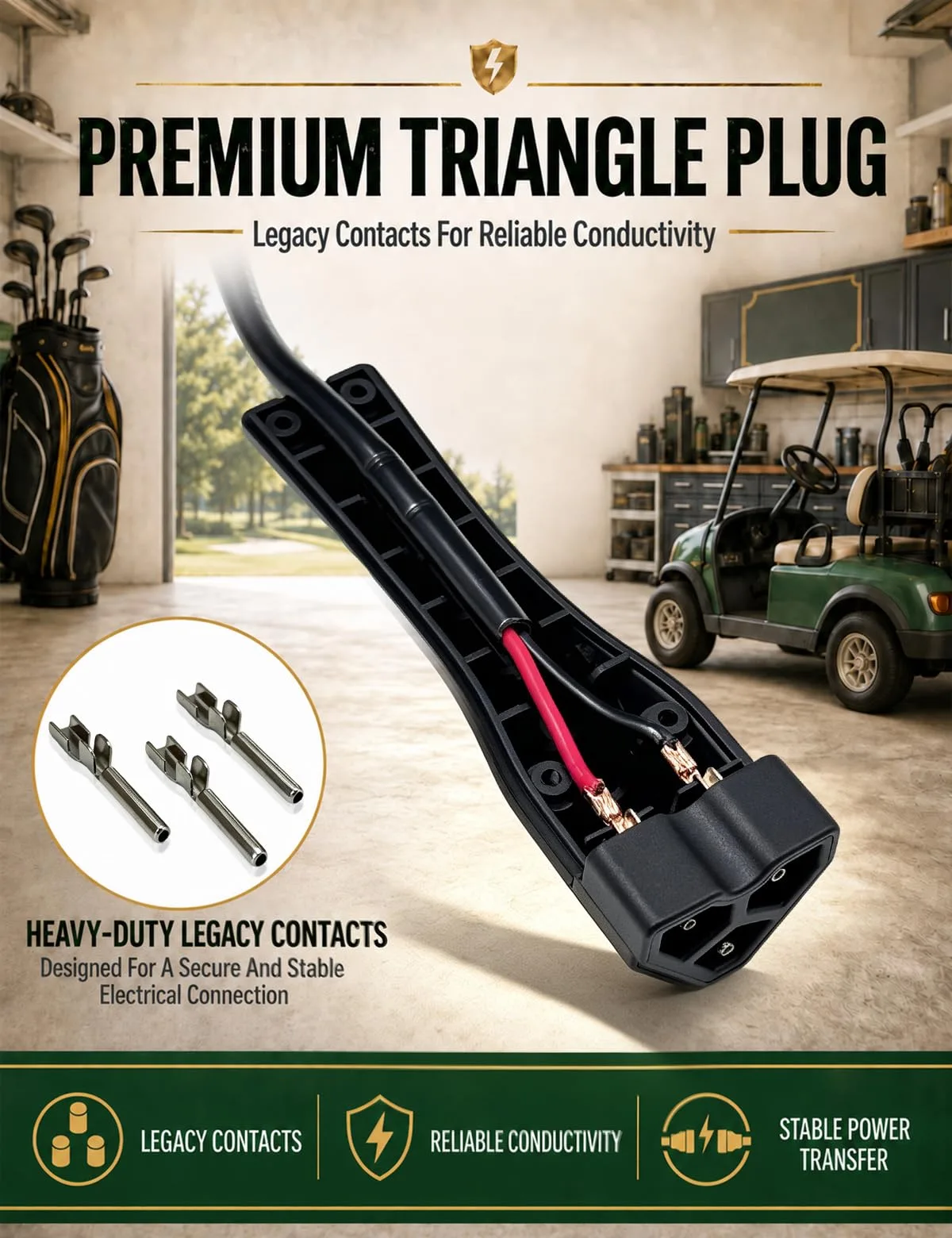 Rugaest 48V Charger Triangle Plug for E-Z-GO TXT & RXV image 2