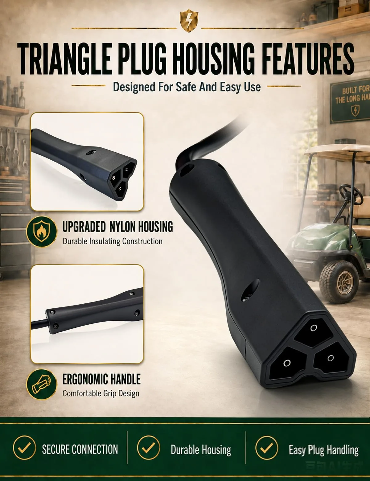 Rugaest 48V Charger Triangle Plug for E-Z-GO TXT & RXV image 3
