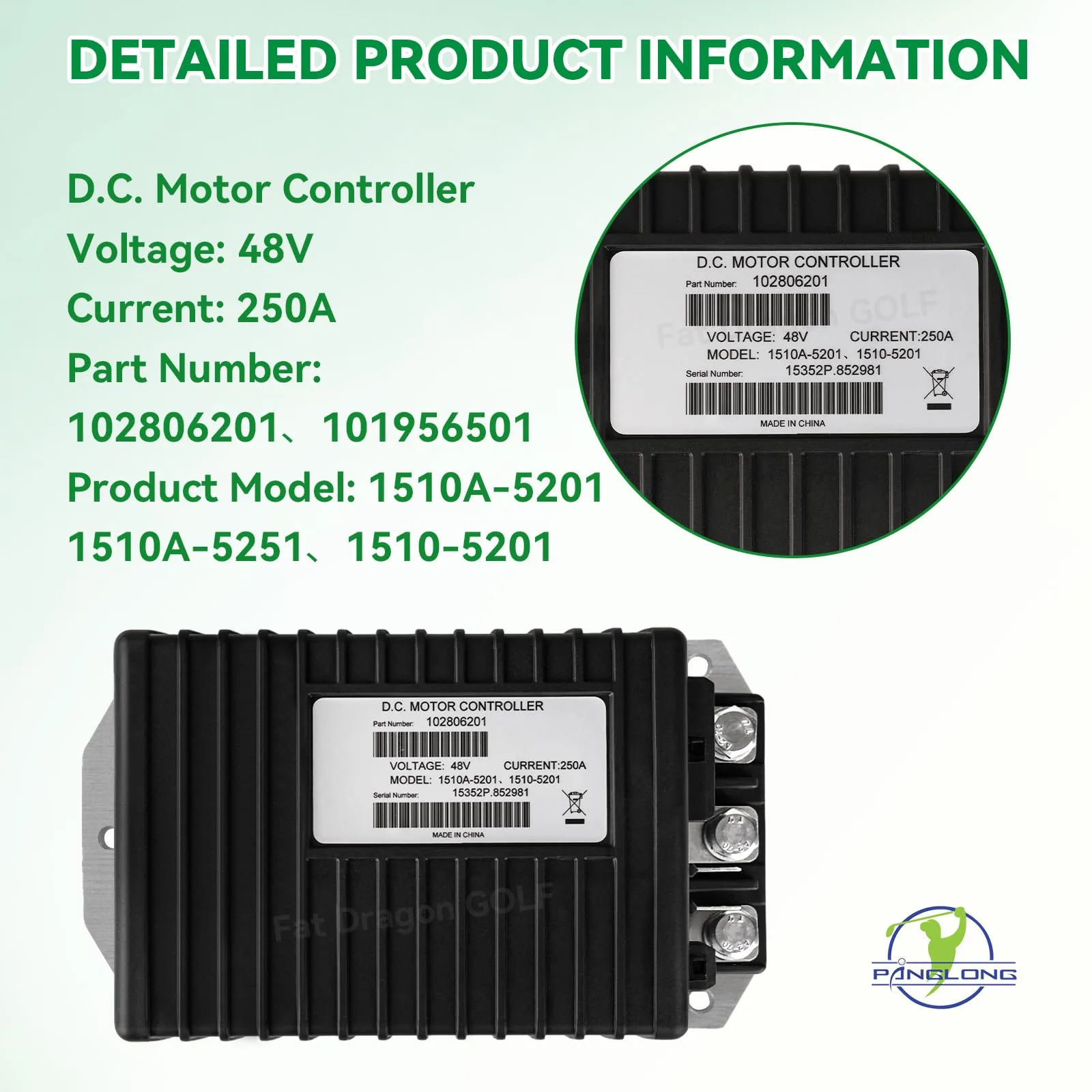 Panglong FDG-151 48V Controller for Club Car DS & Precedent image 2