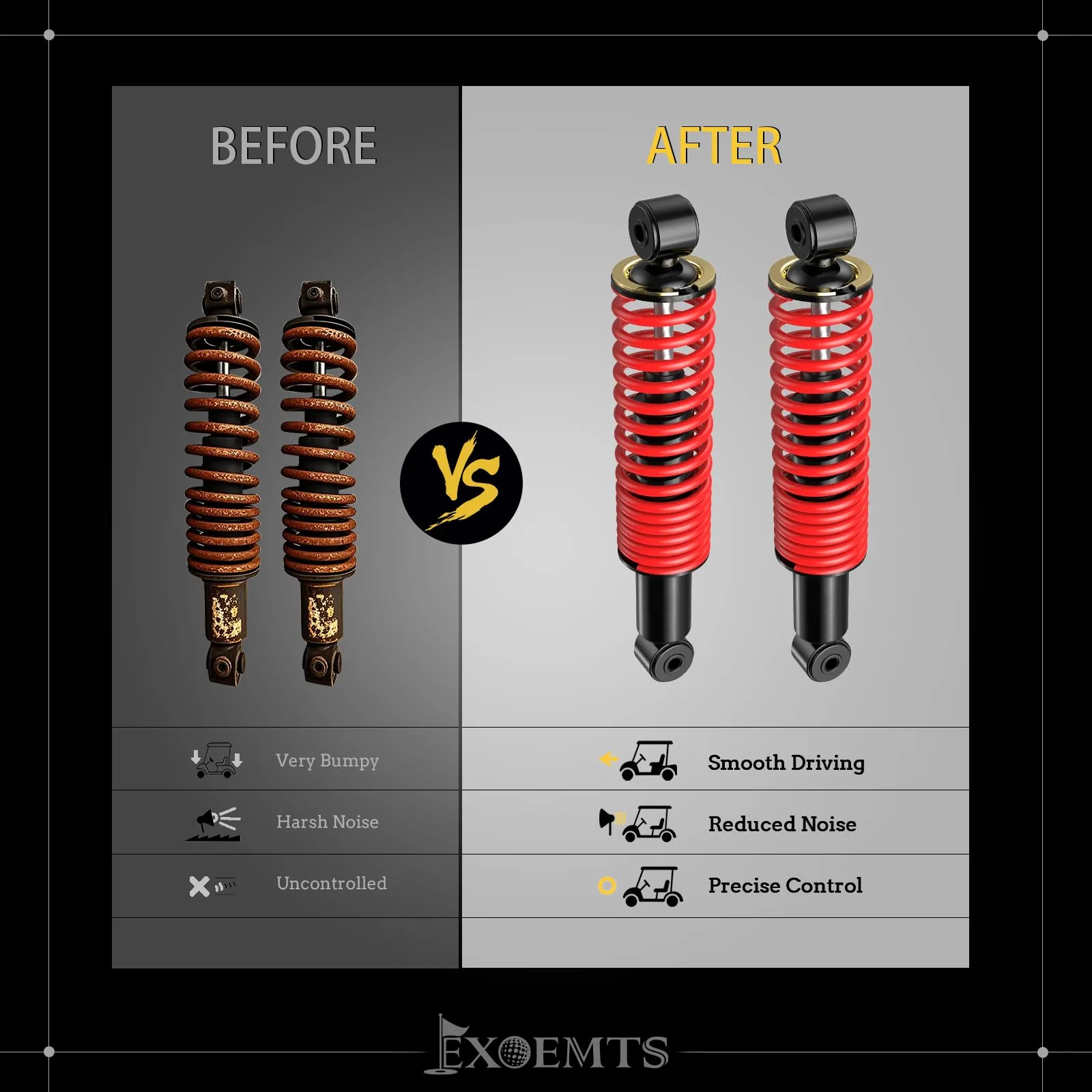 EXOEMTS Rear Shocks for Yamaha G14-G29 Golf Carts image 4