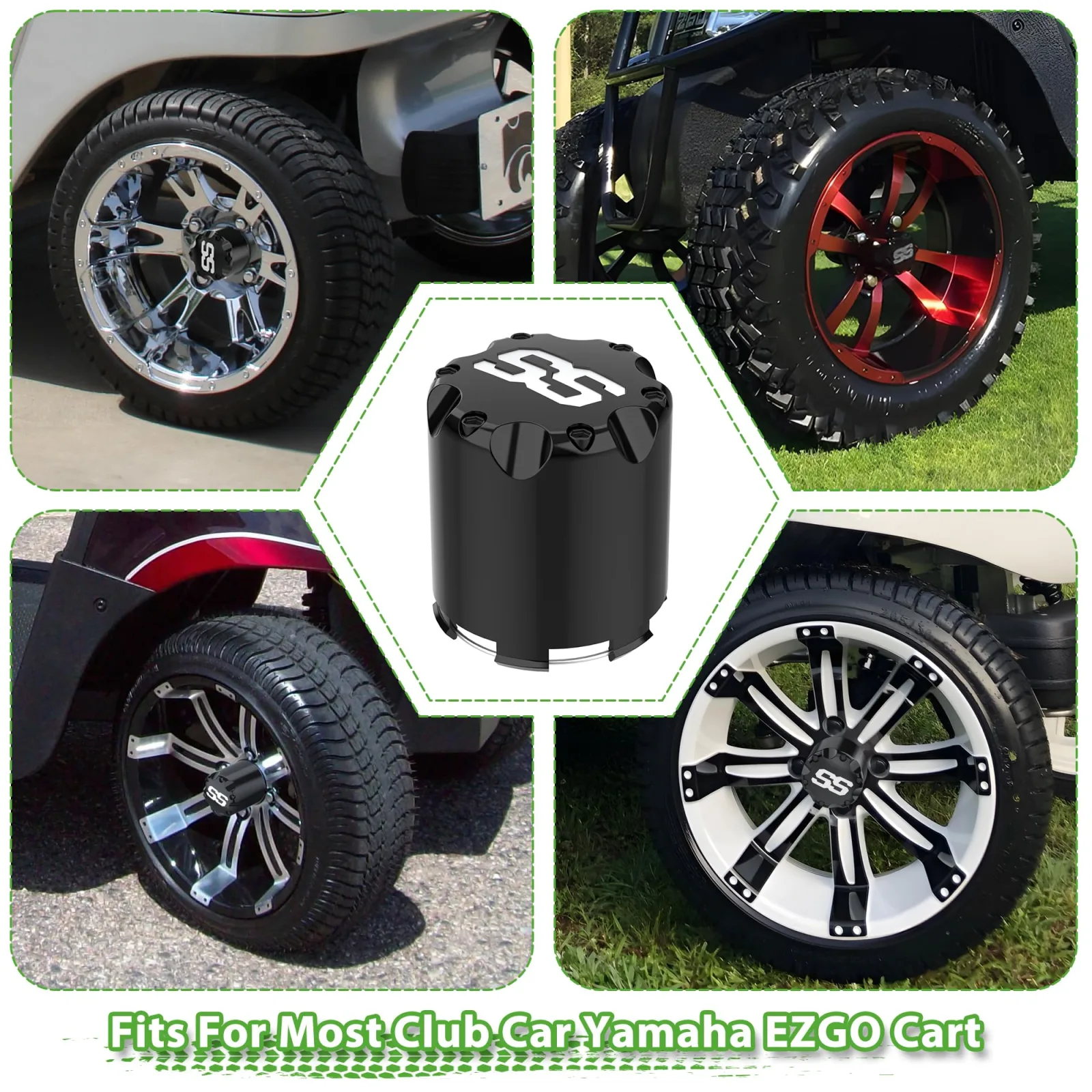 10L0L E-Z-GO Club Car Hub Caps and Lug Nuts Kit image 4