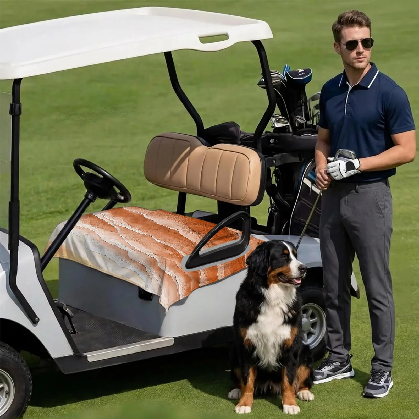 DecorLovee Burnt Orange Golf Cart Seat Cover 51 x 31 image 3
