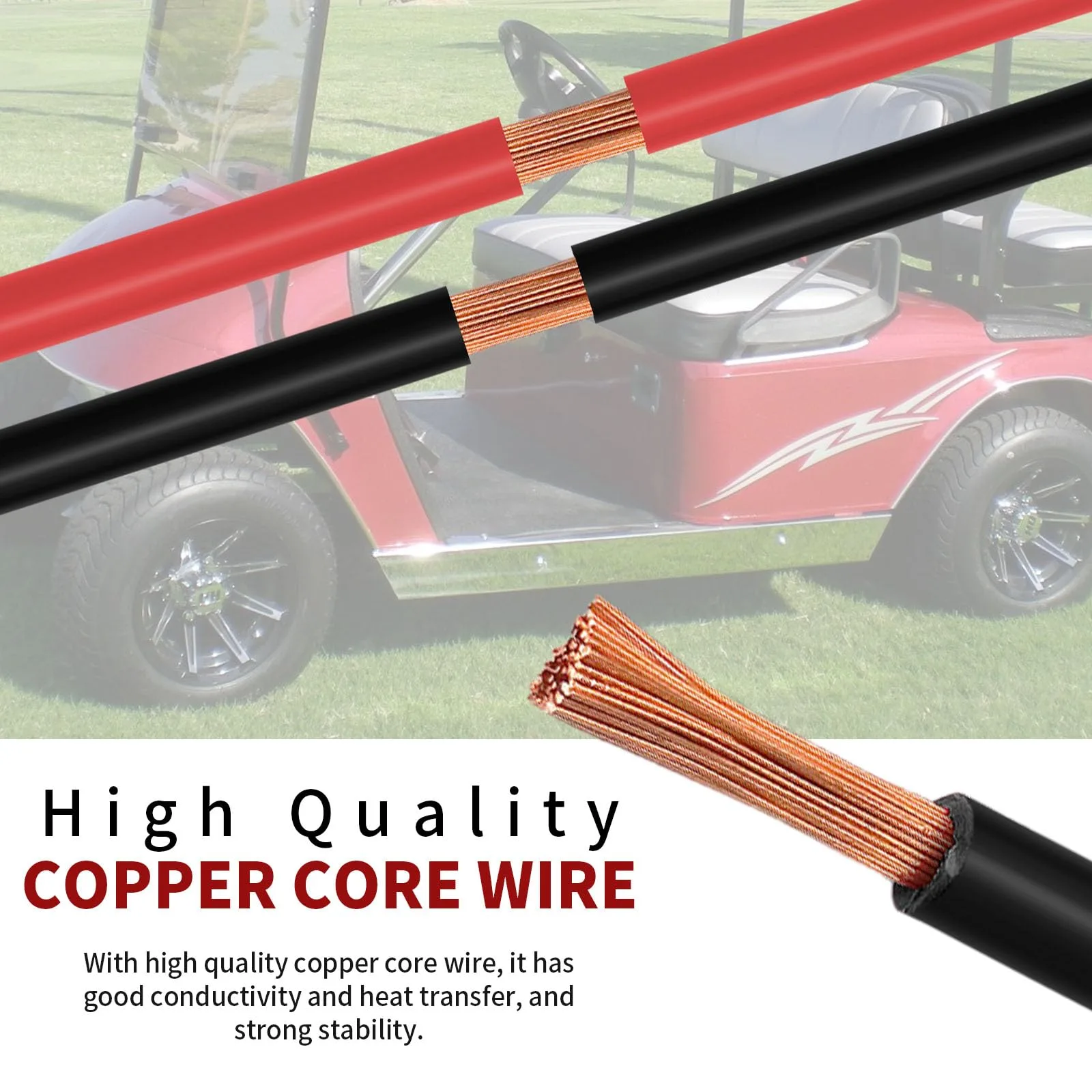 SYOWADA Copper Battery Cables — 36ft Black & 38ft Red for Golf Carts image 4