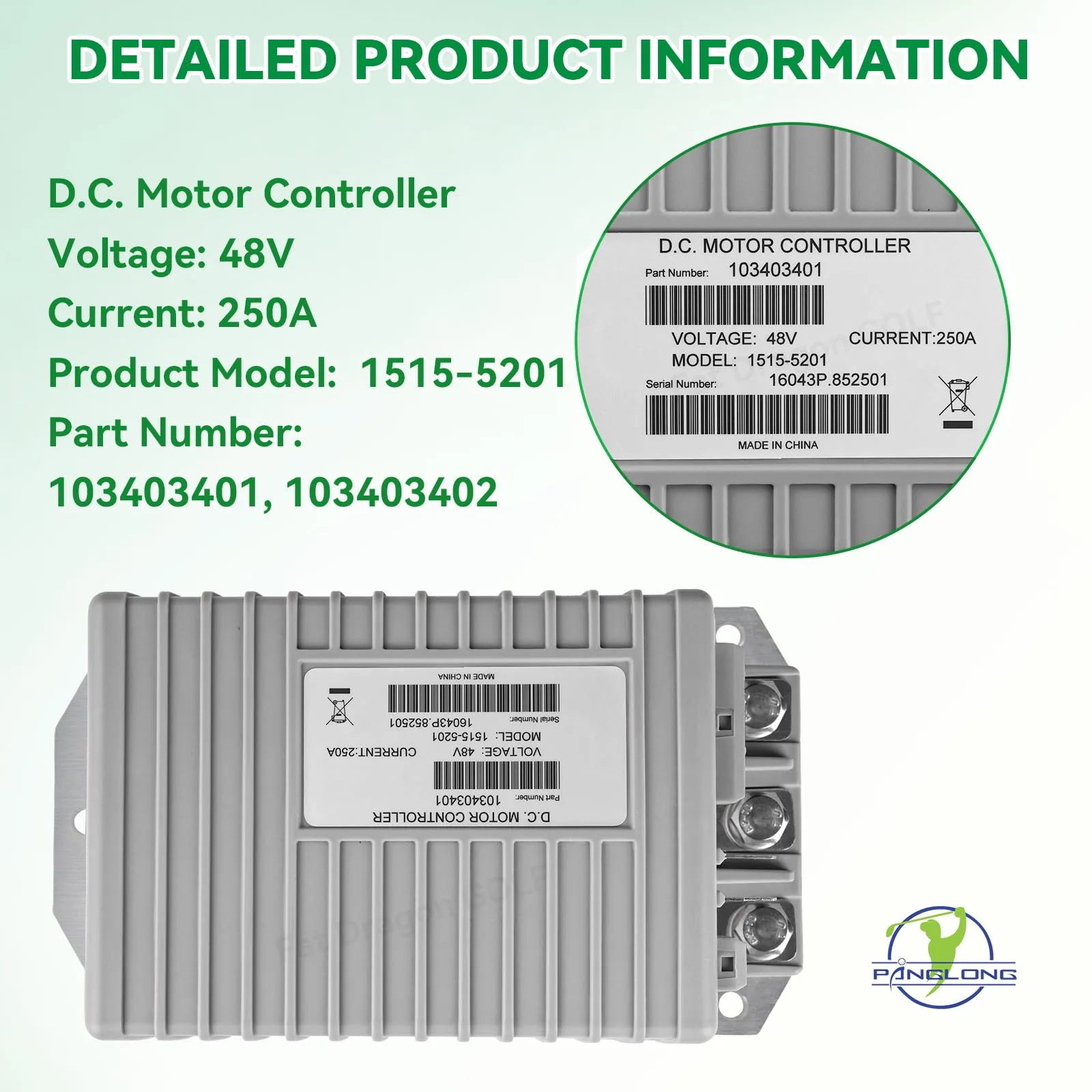 Panglong 48V Motor Controller for Club Car Precedent — FDG-009 image 4