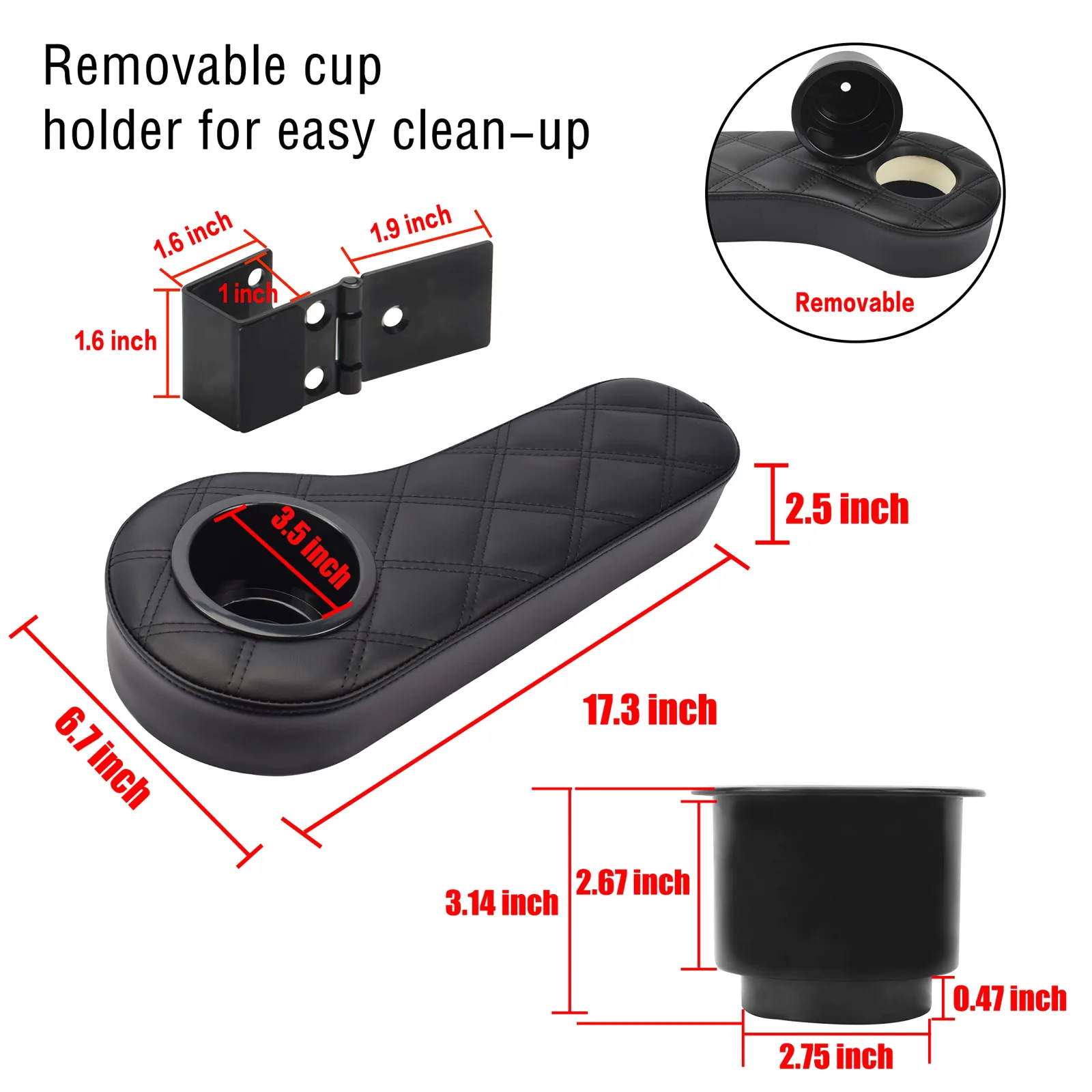 NOKINS Rear Flip Armrests with Cup Holder for Golf Carts image 3
