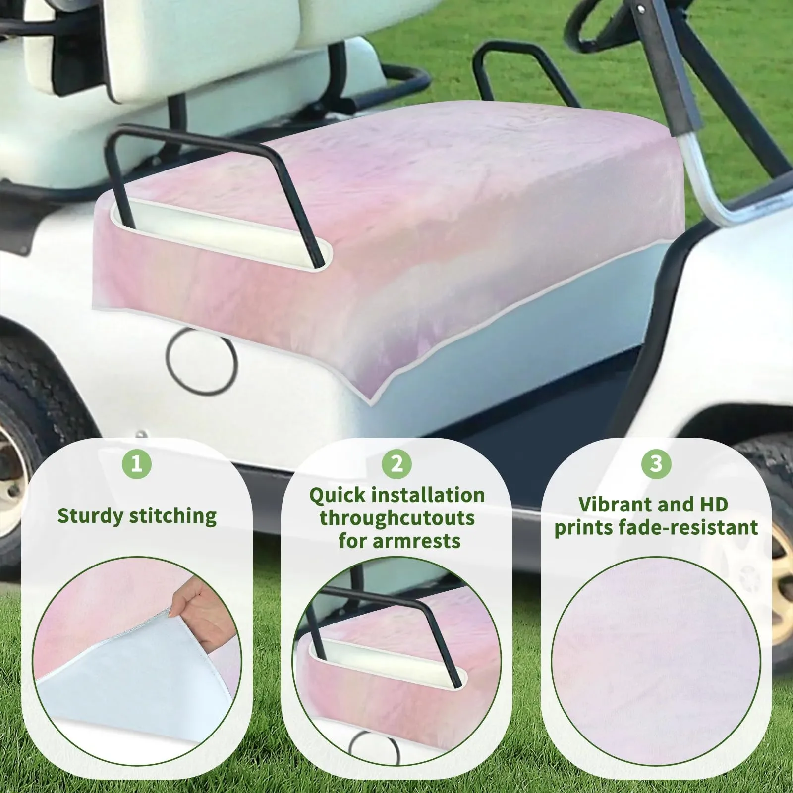 Tiveruda Pink Cloud Golf Cart Seat Cover — 51" x 31" Polyester image 3