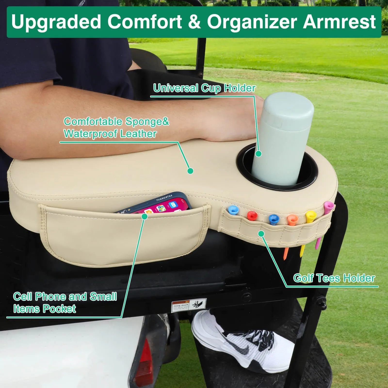 LEAPGOMAX Rear Golf Cart Seat Armrest Set image 2