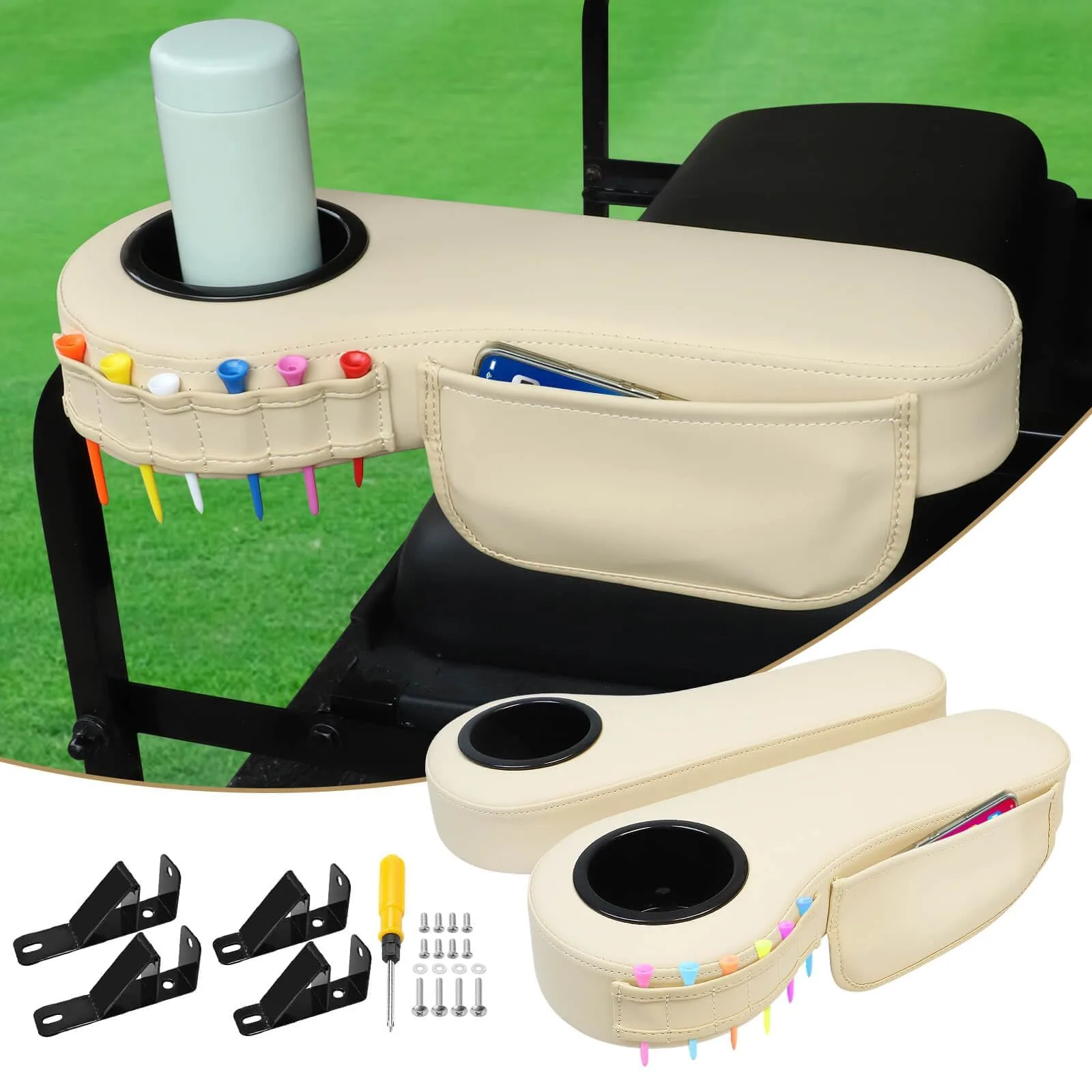LEAPGOMAX Rear Golf Cart Seat Armrest Set