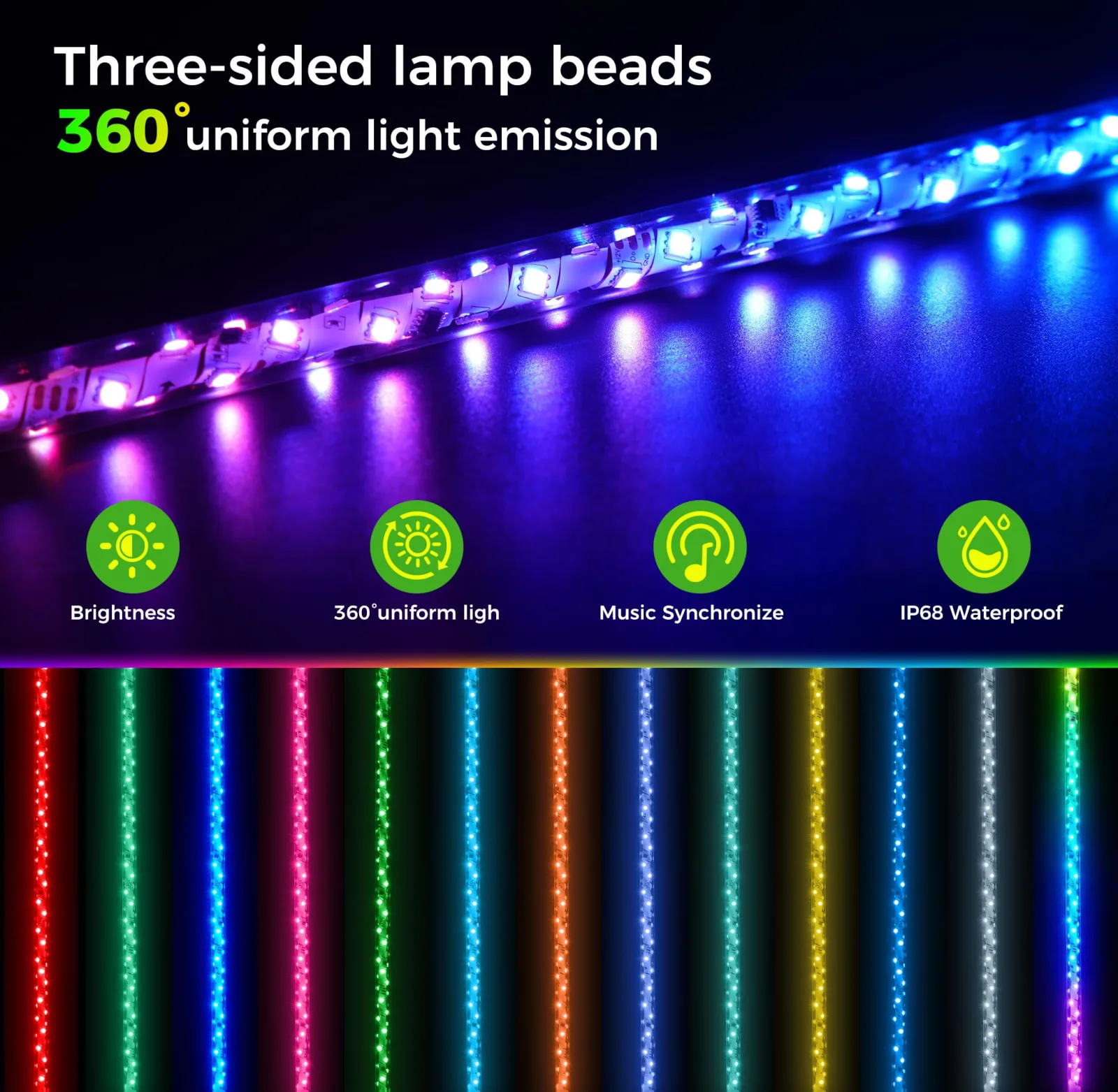 10L0L Golf Cart LED Whip Lights, 210 Modes, 2.53 ft image 3