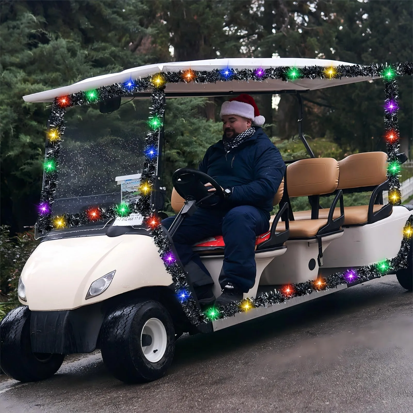 HunnmingRe Christmas Golf Cart Seat Cover & Tinsel Garland - HunnmingRe-goh-0335 image 3