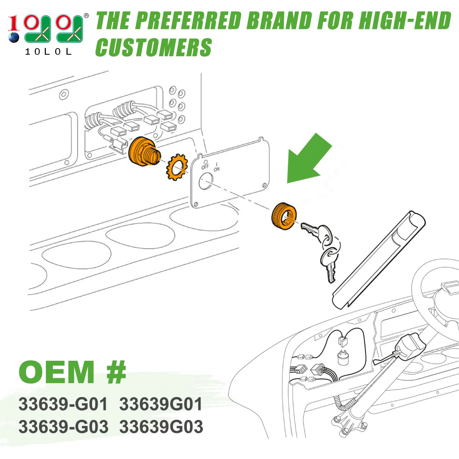 10L0L Ignition Switch for E-Z-GO TXT and Marathon Carts image 2