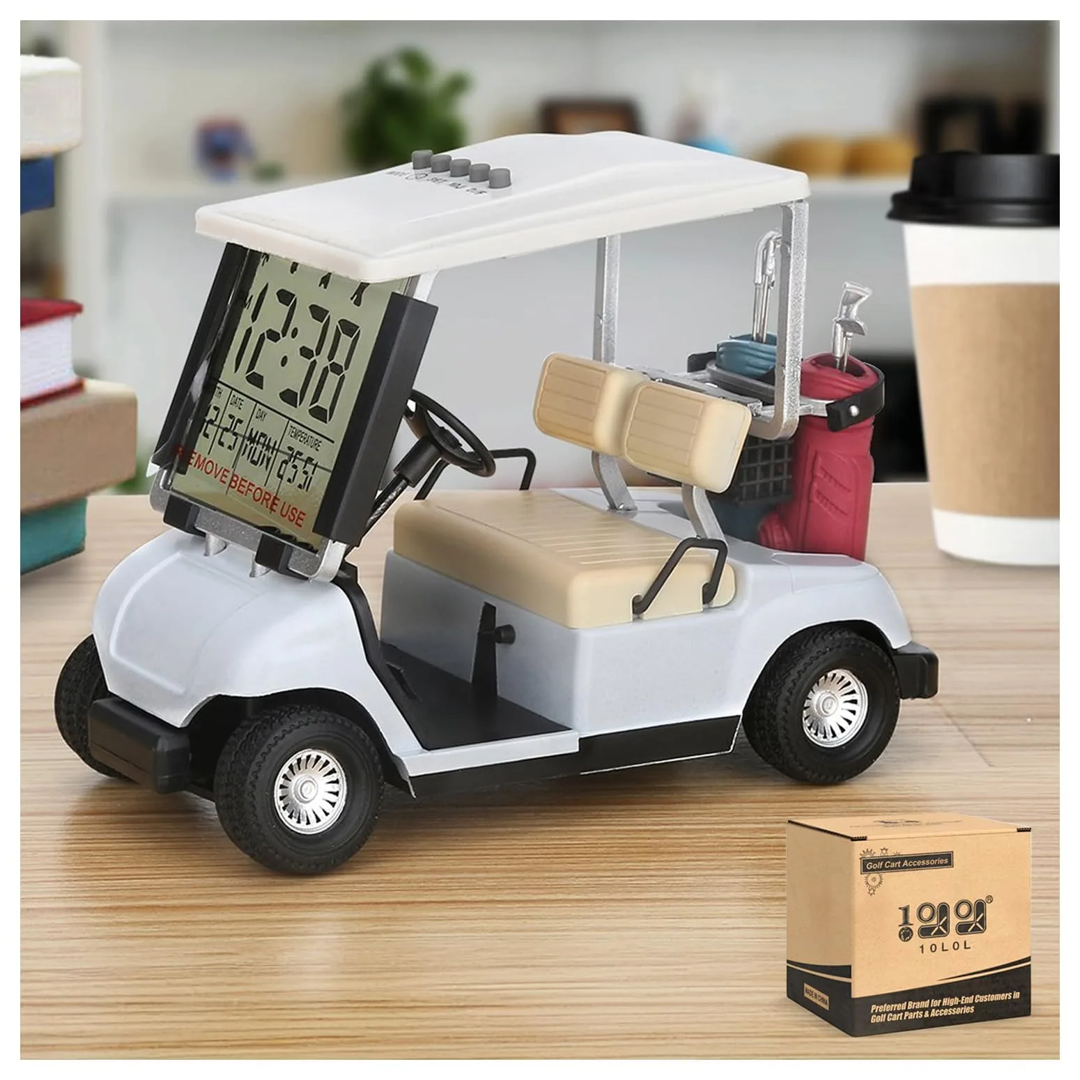 10L0L Golf Cart Model Alarm Clock with LCD Display