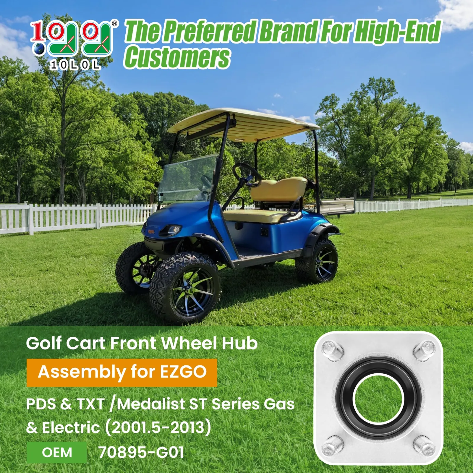 10L0L Front Wheel Hub Assembly for E-Z-GO TXT & Medalist image 2