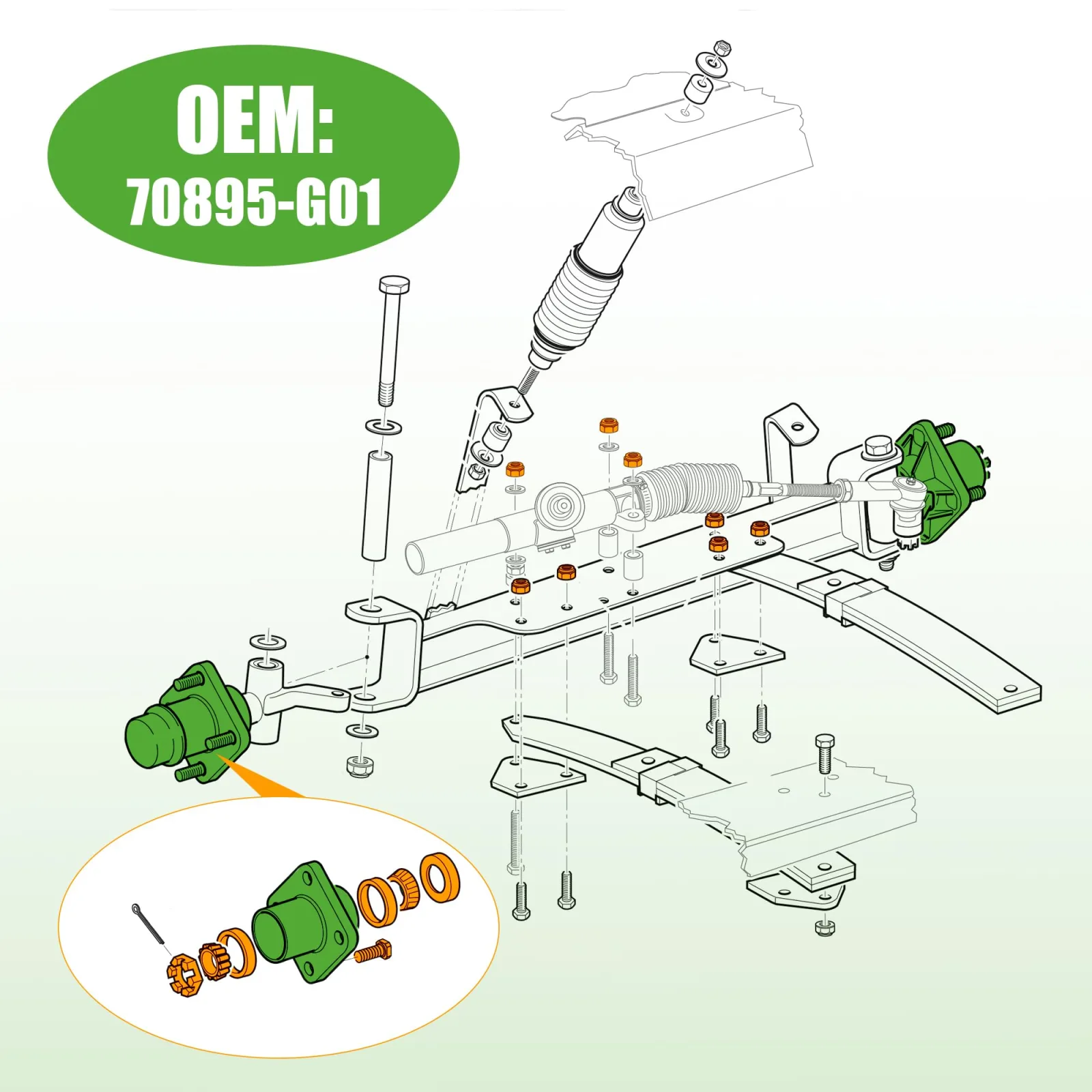 10L0L Front Wheel Hub Assembly for E-Z-GO TXT & Medalist image 3