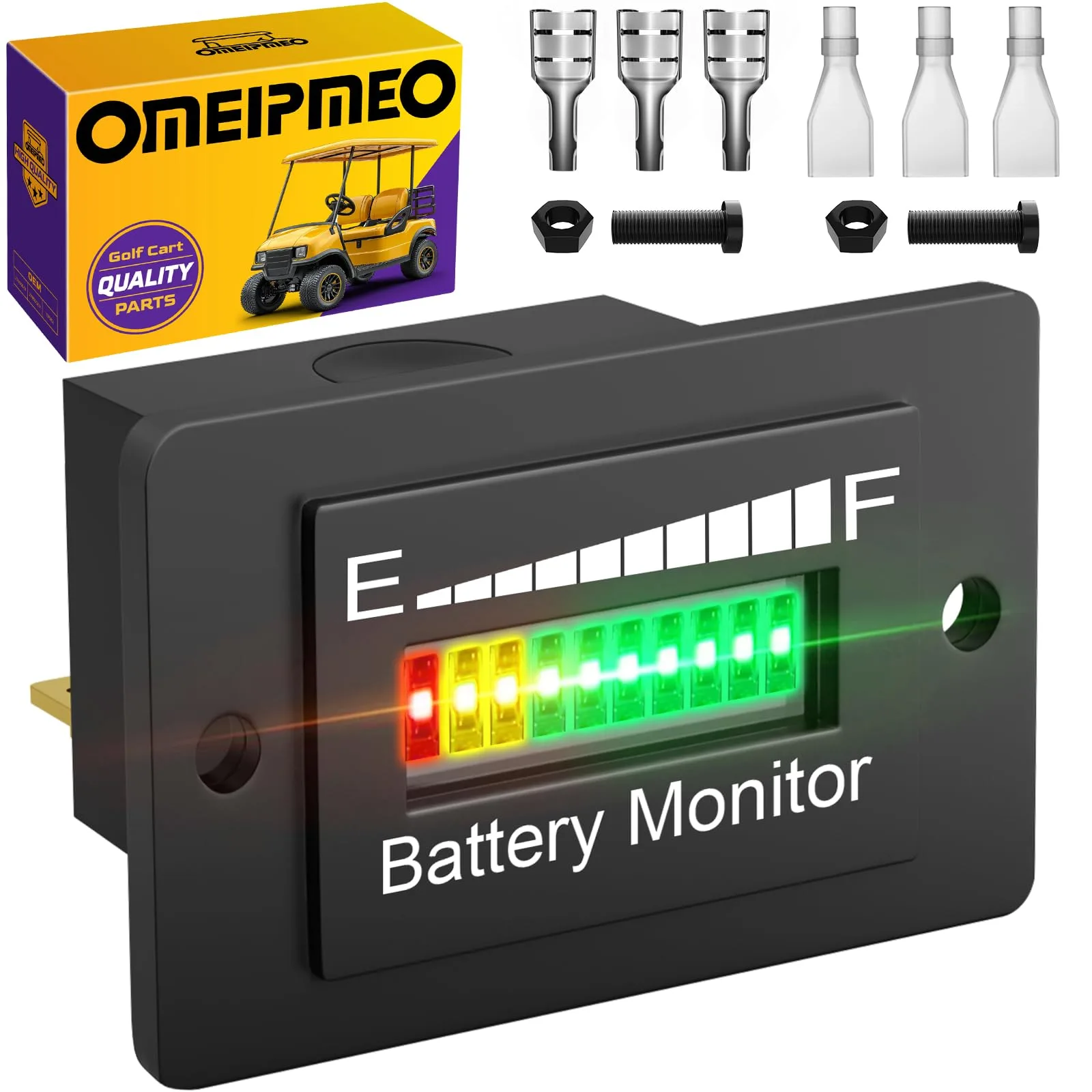 OMEIPMEO 12–72V LED Golf Cart Battery Monitor Meter