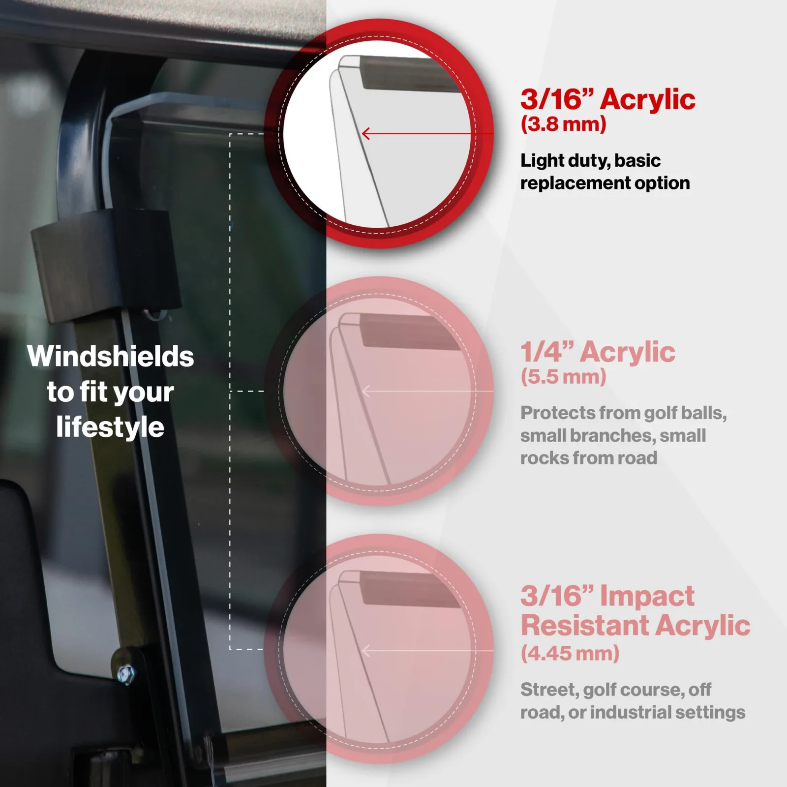 RED DOT 6000-RD Folding Windshield for E-Z-GO TXT image 3