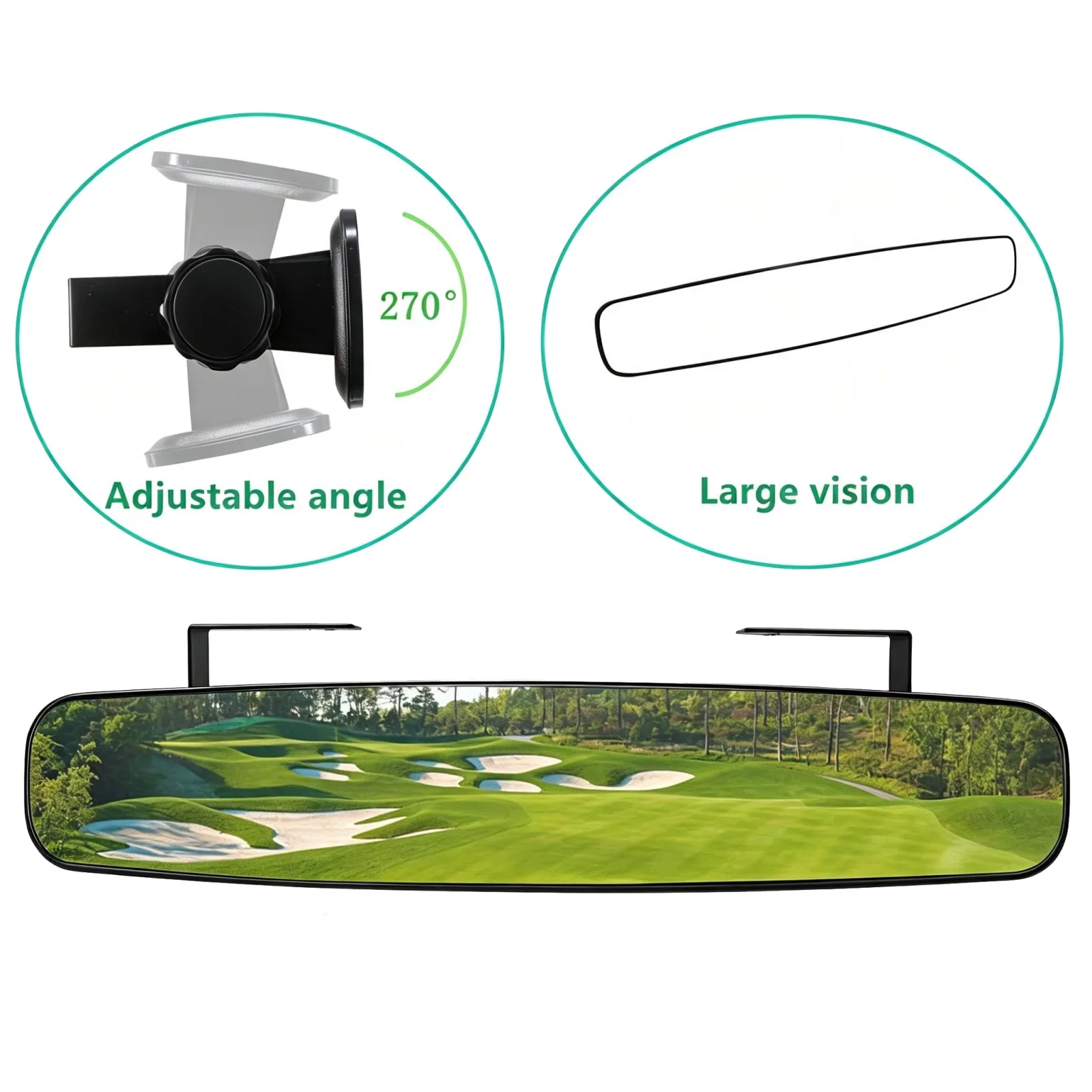 HKOO Wide Convex Rear View Mirror for Golf Carts image 2