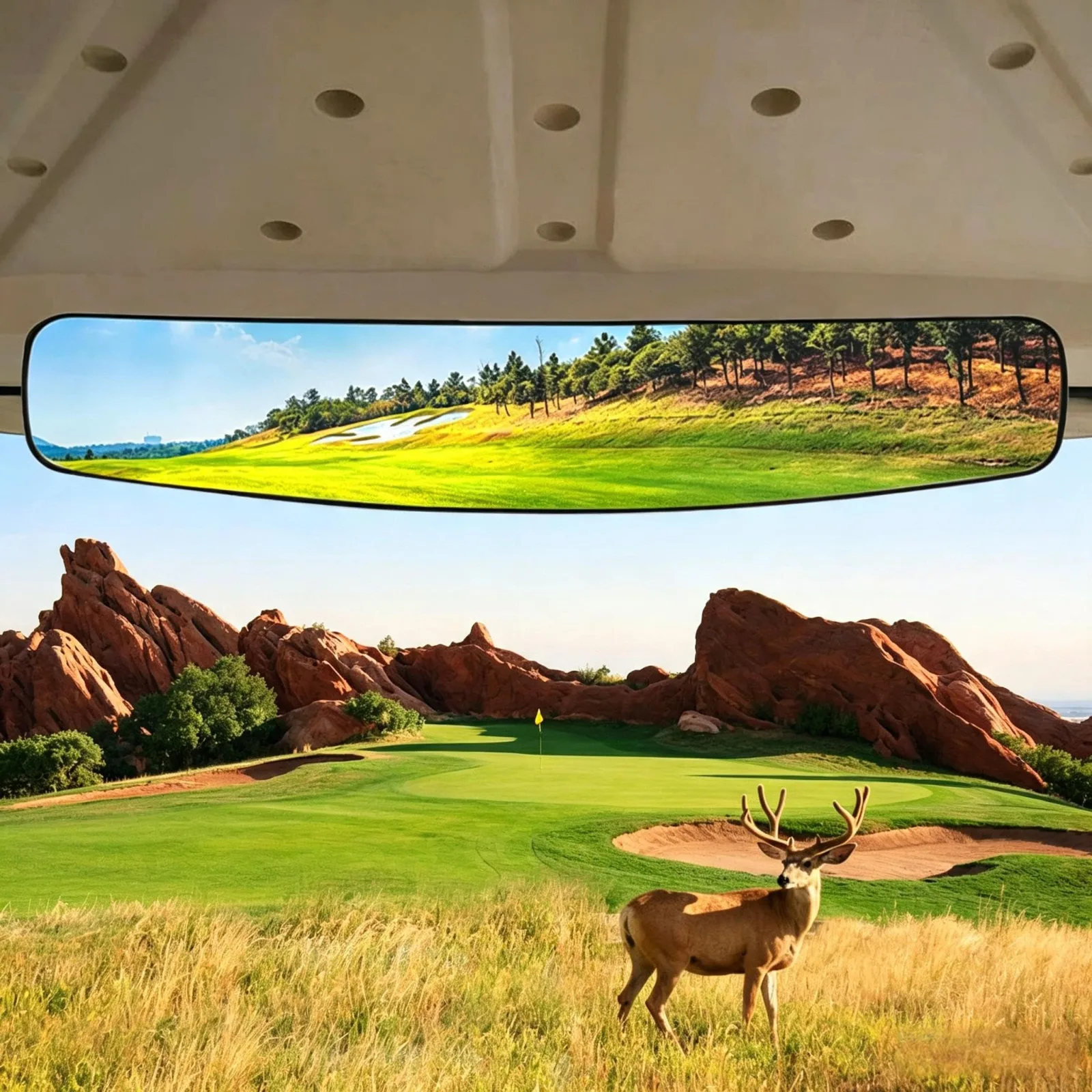 HKOO Wide Convex Rear View Mirror for Golf Carts