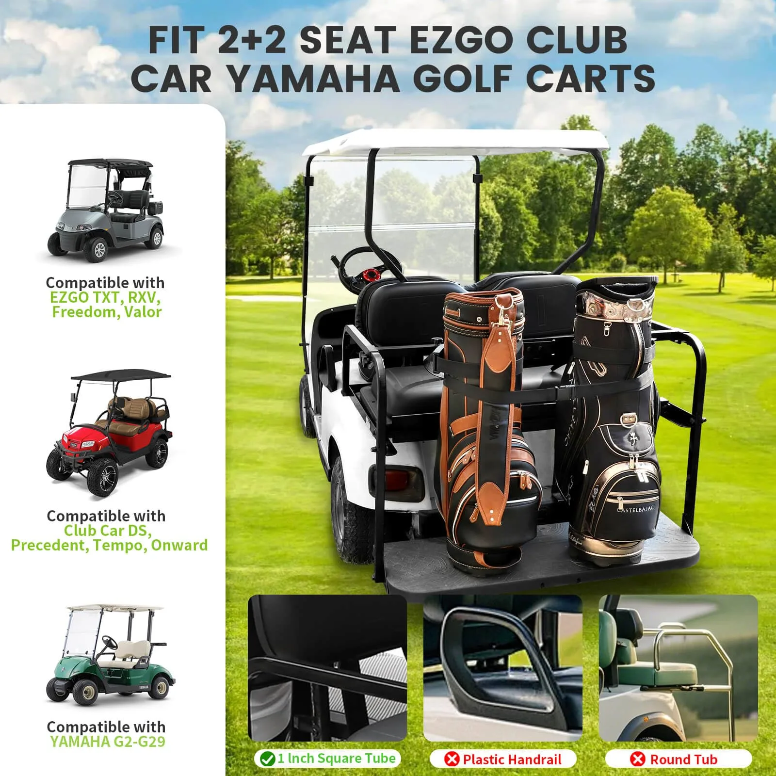 LEAPGOMAX No-Drill Golf Cart Rear Seat Bag Holder image 2