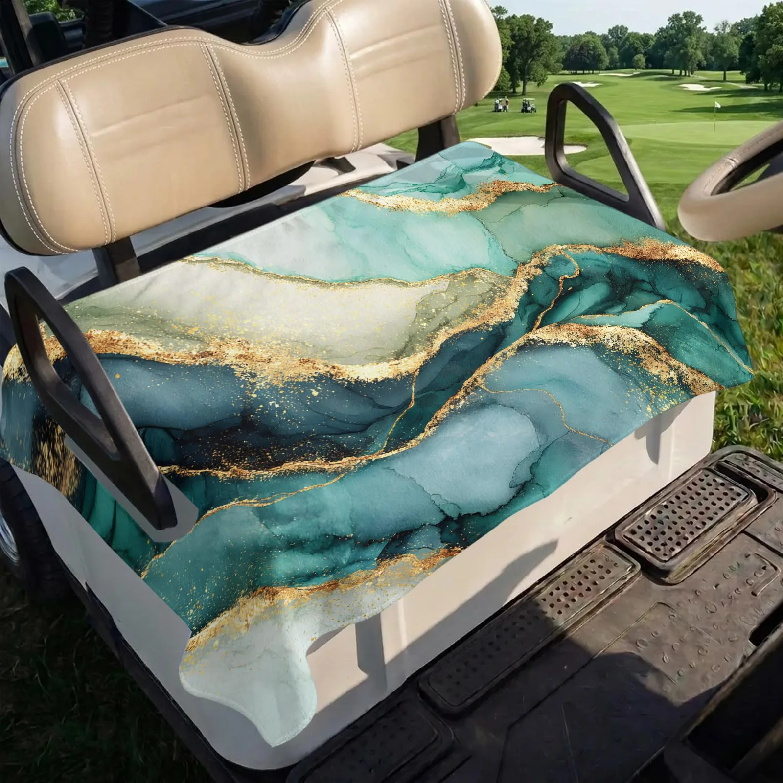 Trosturdspn Teal Marble Golf Cart Seat Cover 51 x 31 in image 4