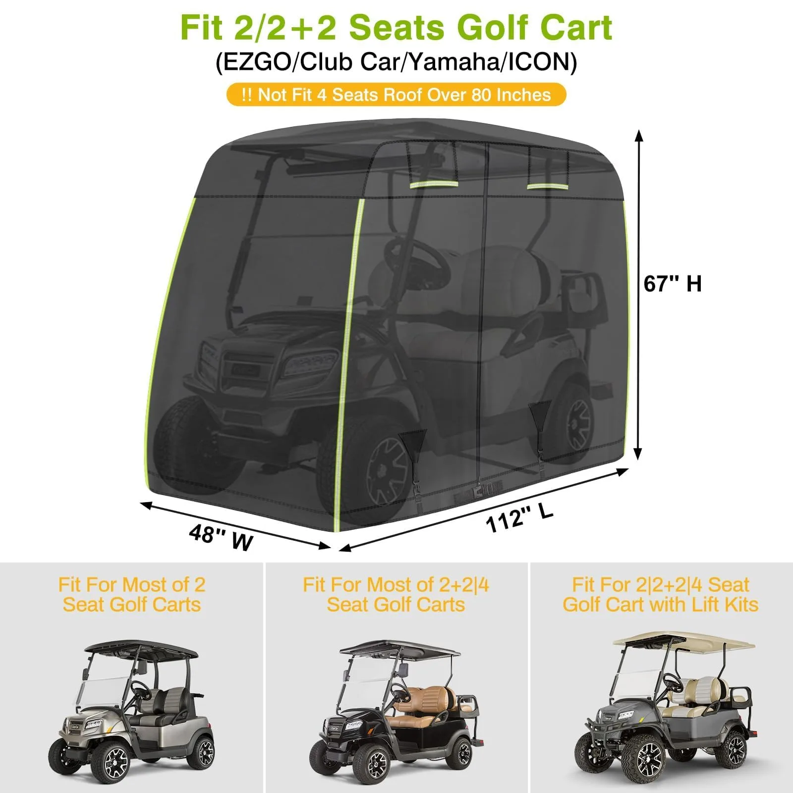 LEAPGOMAX 600D Golf Cart Cover for EZGO, Club Car & Yamaha image 2