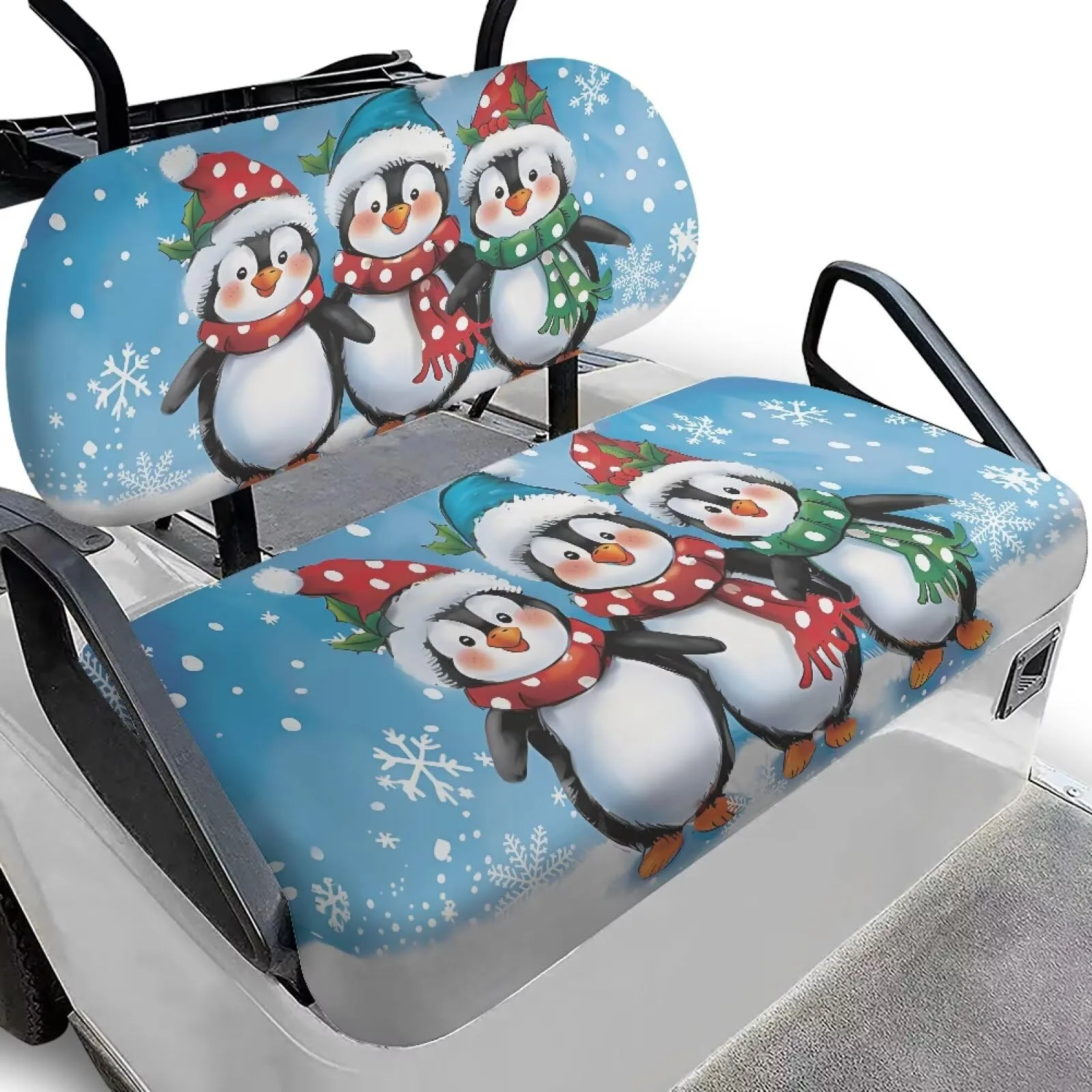 Quidrwyo Penguin Snowflakes Golf Cart Seat Covers