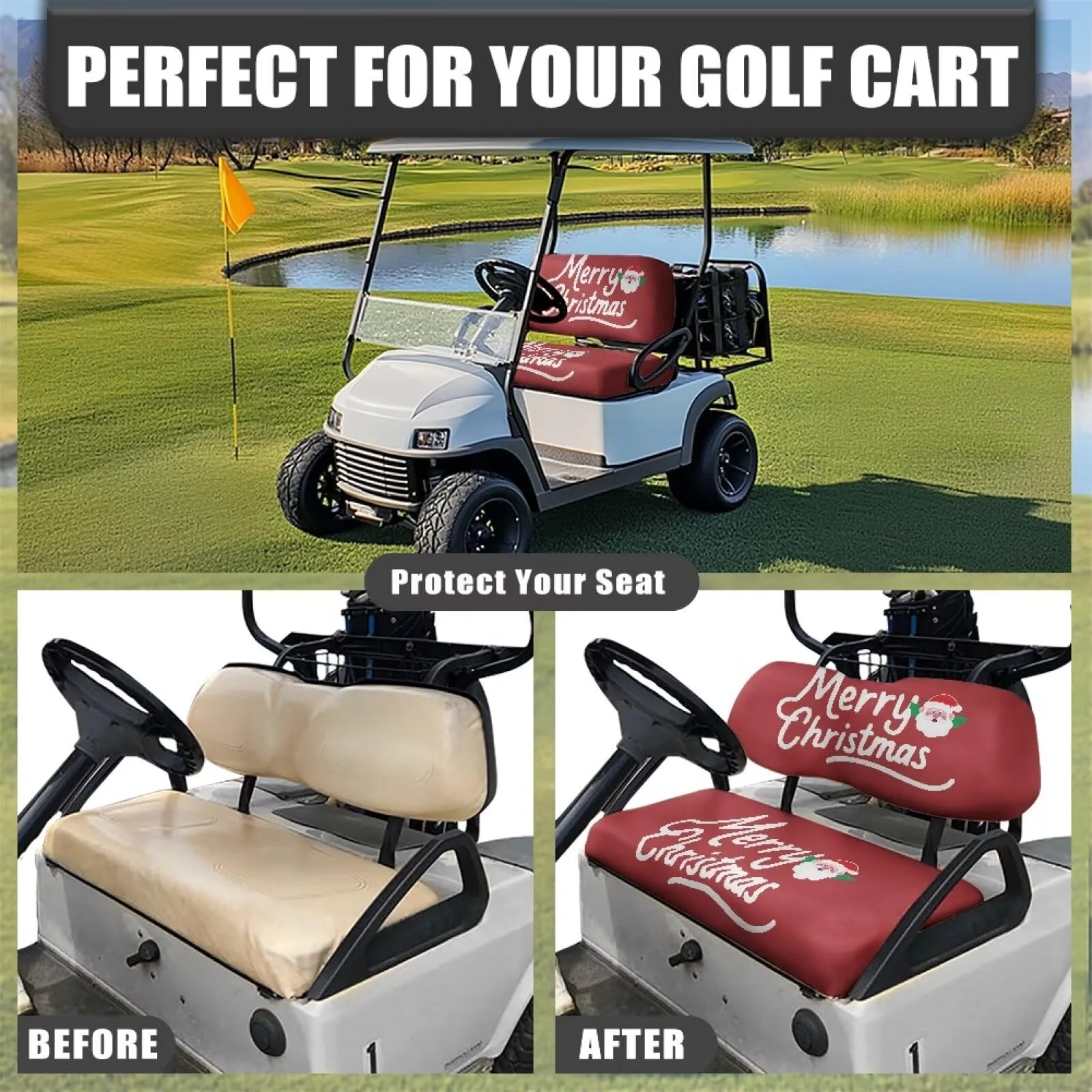 Quidrwyo Merry Christmas Golf Cart Seat Covers image 4