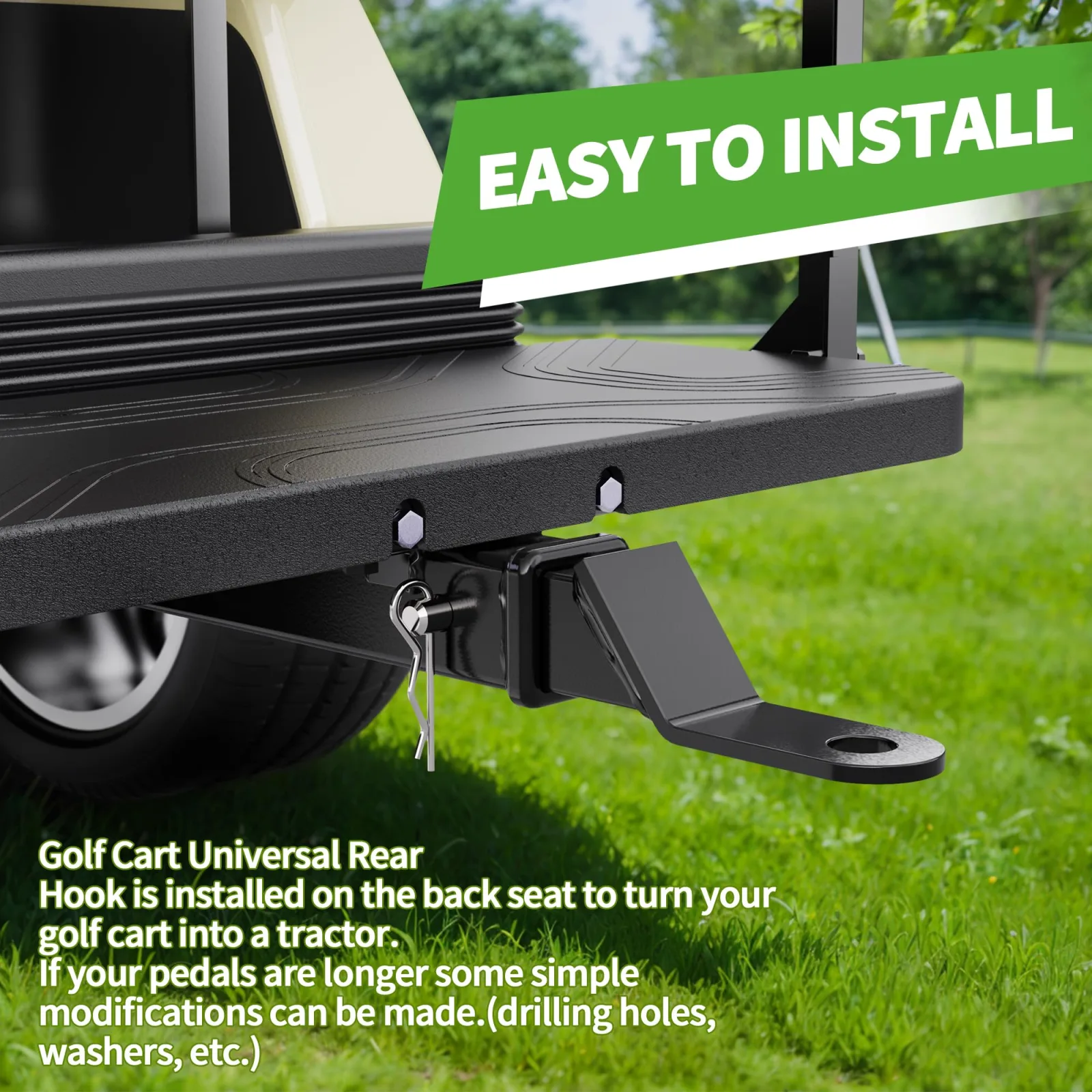 10L0L Golf Cart Trailer Hitch and Seat Belt Bracket Kit image 2