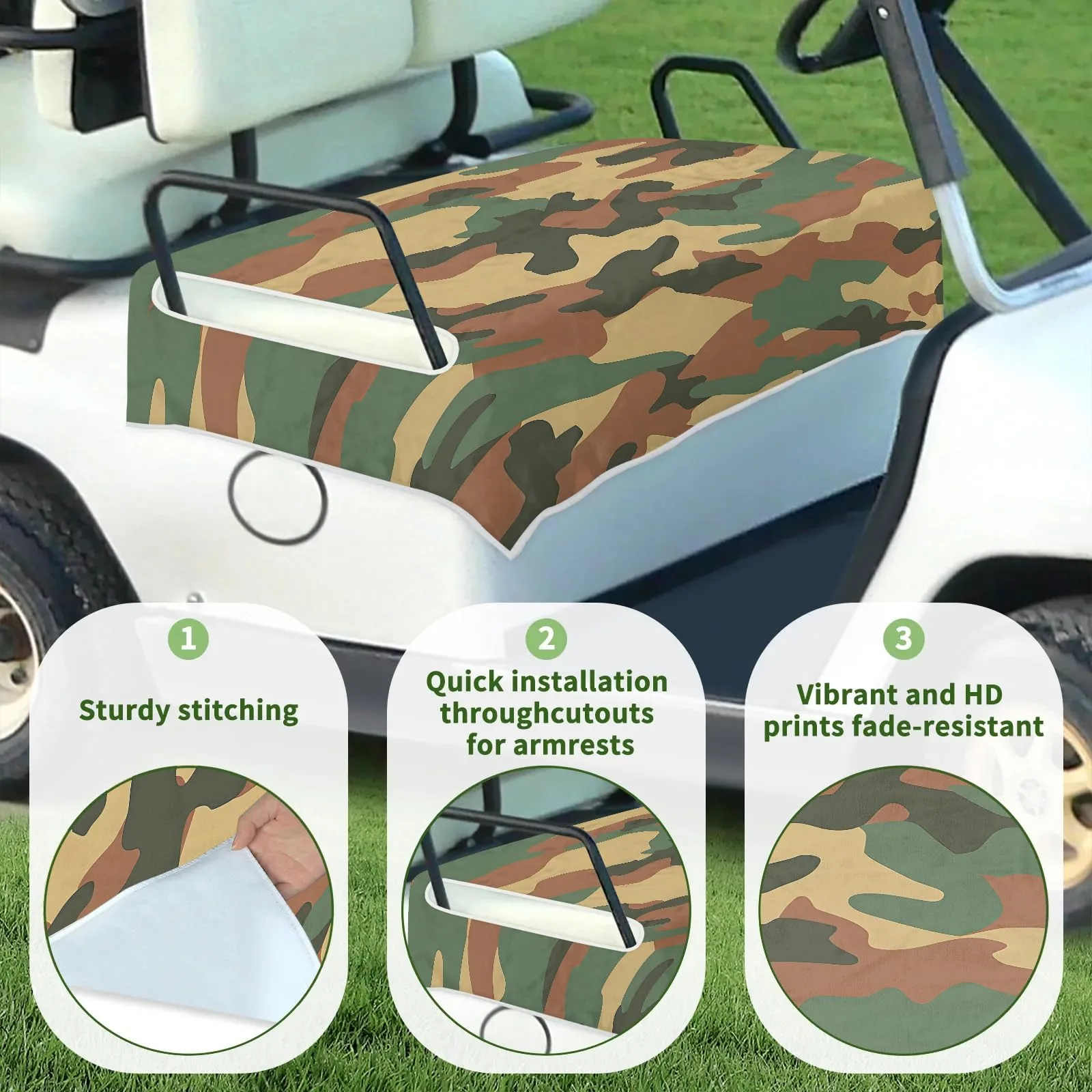 Tiveruda Camouflage Golf Cart Seat Cover for Double Seats image 3