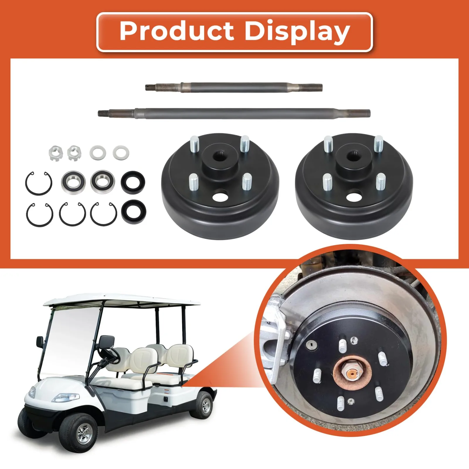 Labwork 24-Spline Rear Axle & Brake Hub Drum Kit for E-Z-GO image 3
