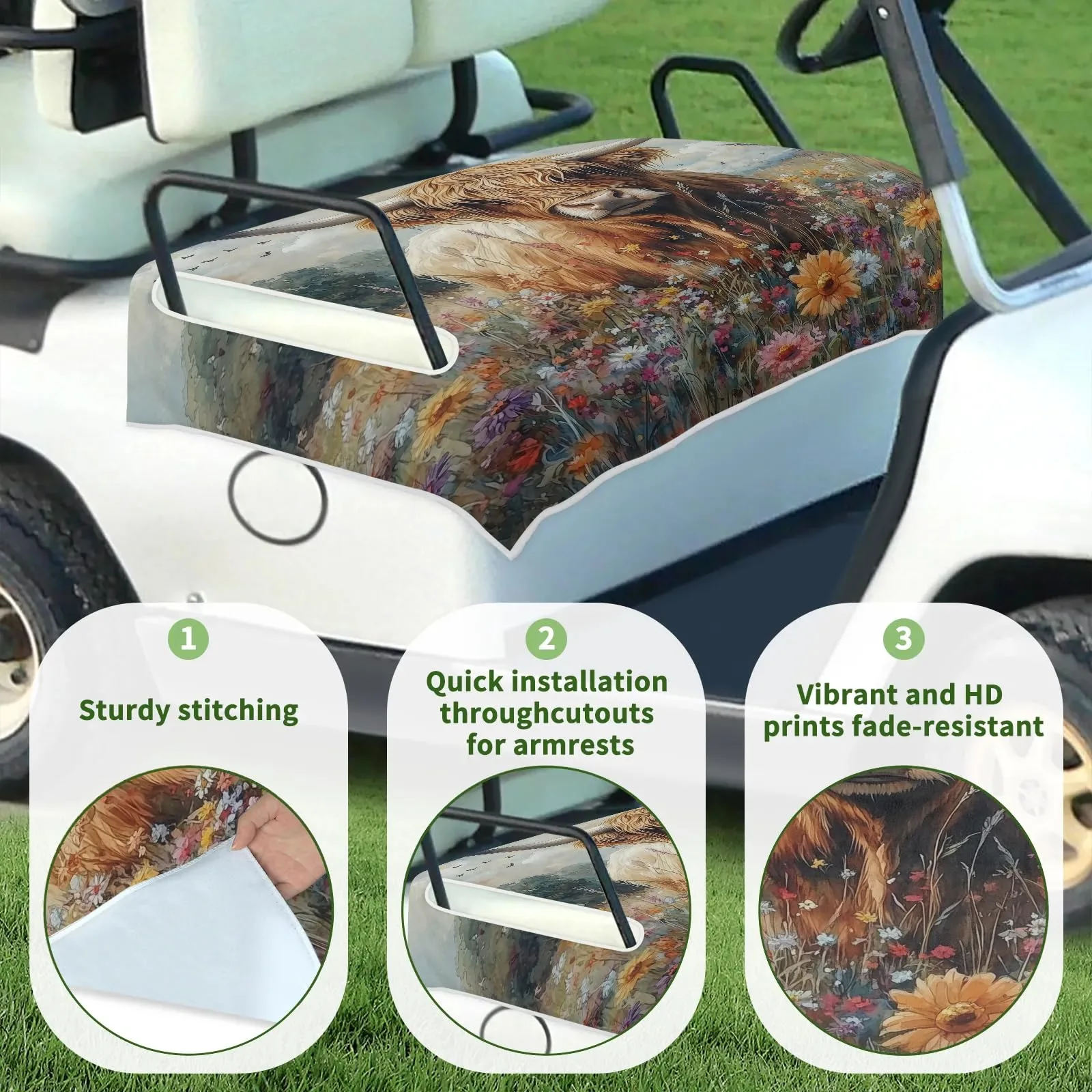 Tiveruda Golf Cart Seat Cover for Double Seats image 3