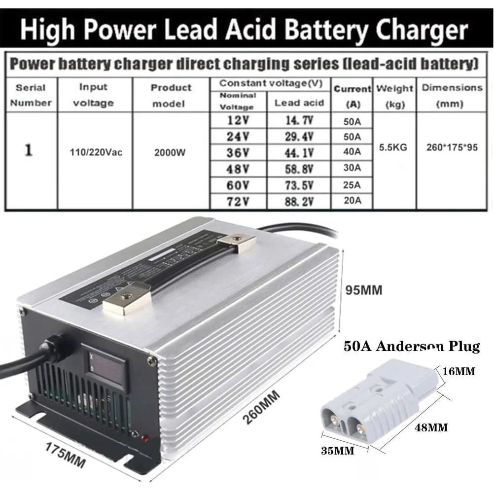 WLEJSL 12V 50A Golf Cart Battery Charger image 2