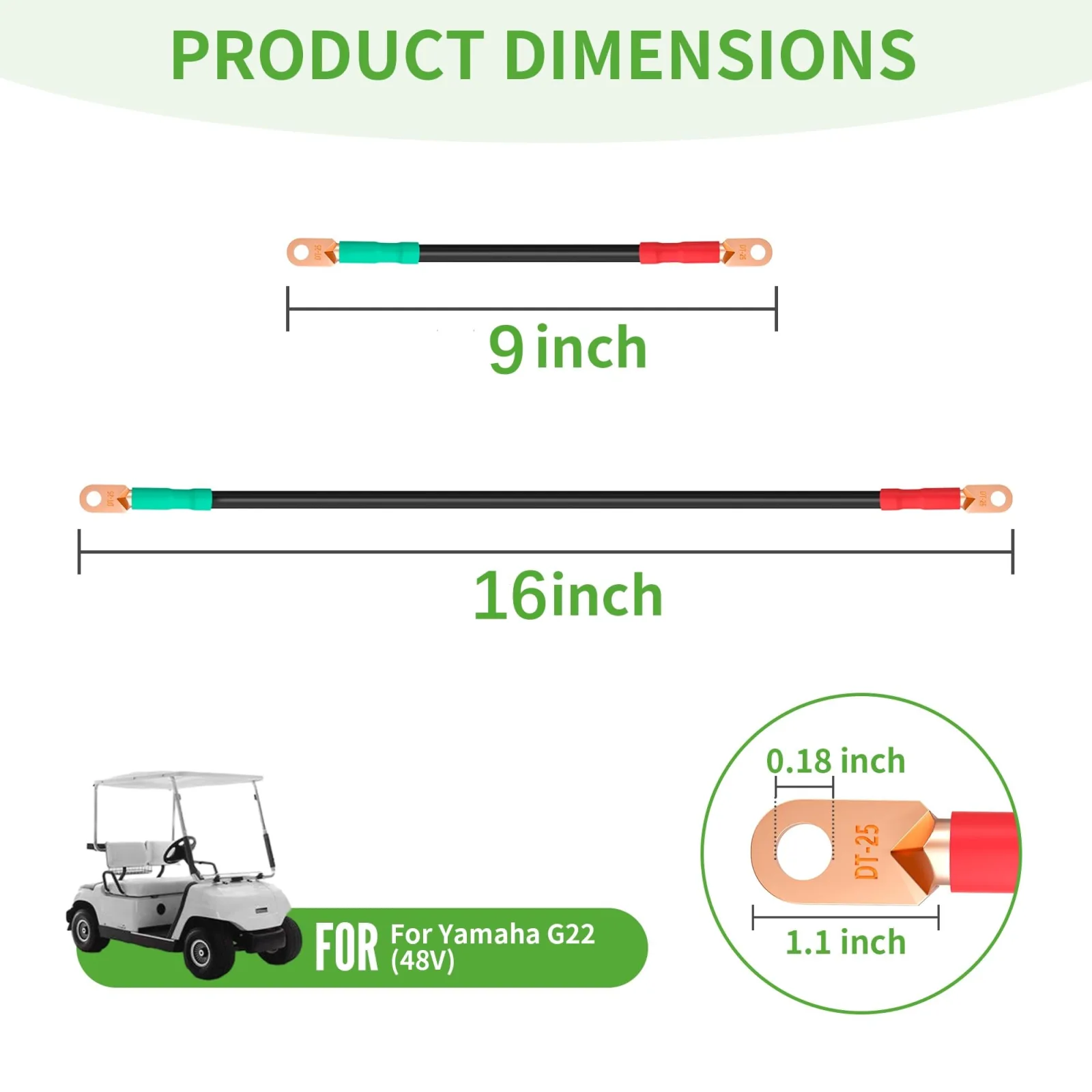 10L0L Battery Cable Set for Yamaha G22 48V Golf Cart image 3