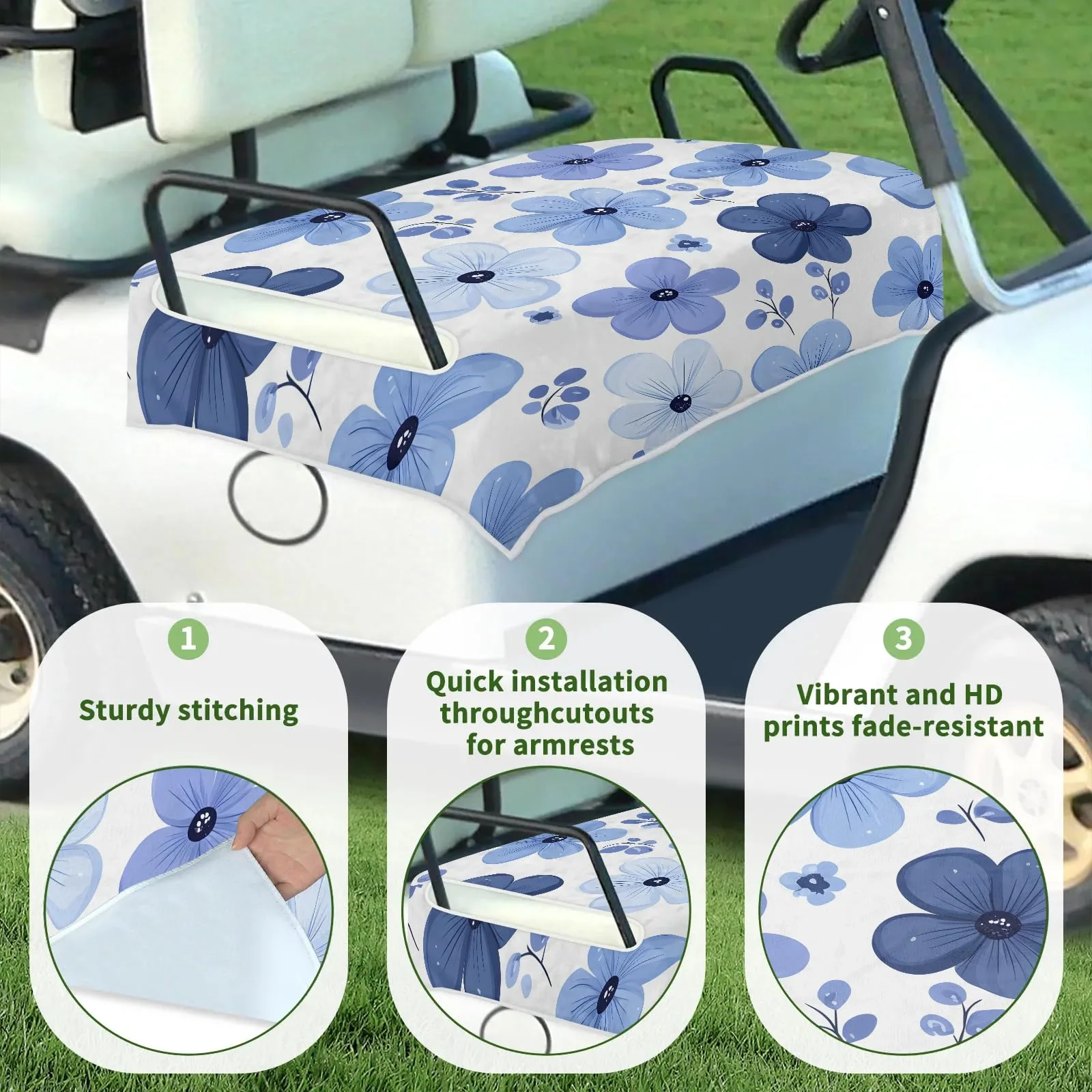 Tiveruda Purple Flower Golf Cart Seat Cover 51 x 31 in image 3