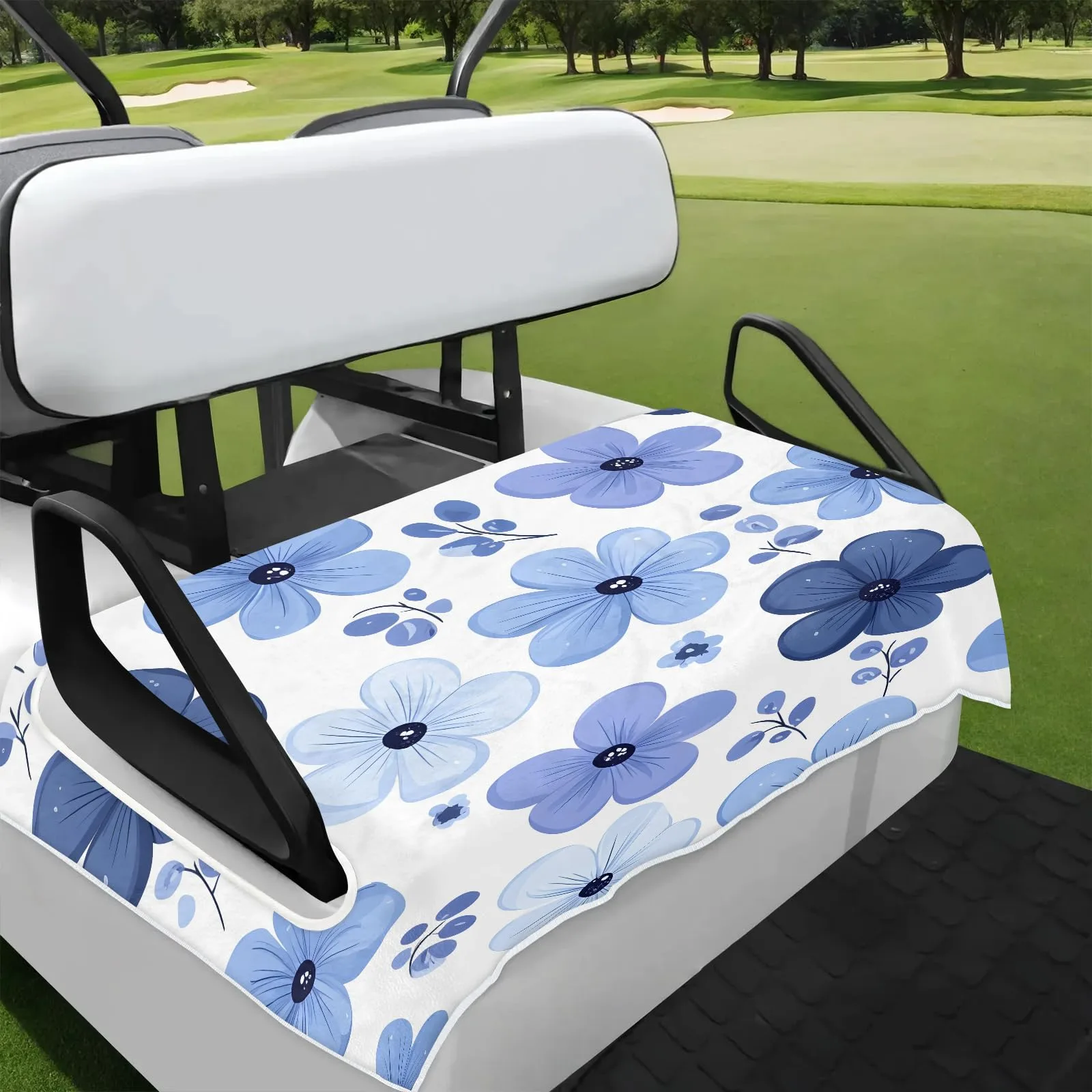 Tiveruda Purple Flower Golf Cart Seat Cover 51 x 31 in