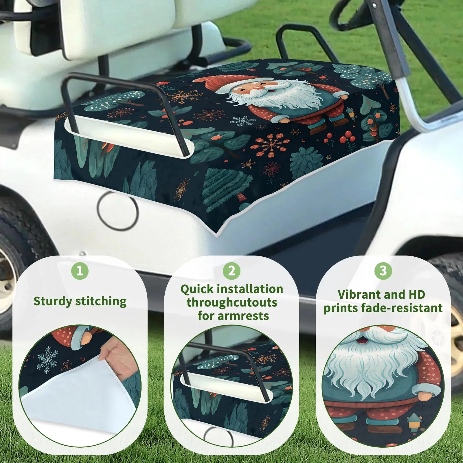 Tiveruda Santa Claus Golf Cart Seat Cover, 51 x 31 in image 3