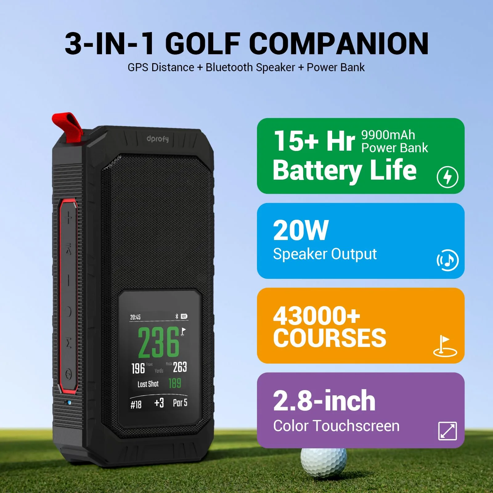 Dprofy V3 PRO Magnetic Golf GPS Speaker with Touchscreen image 2