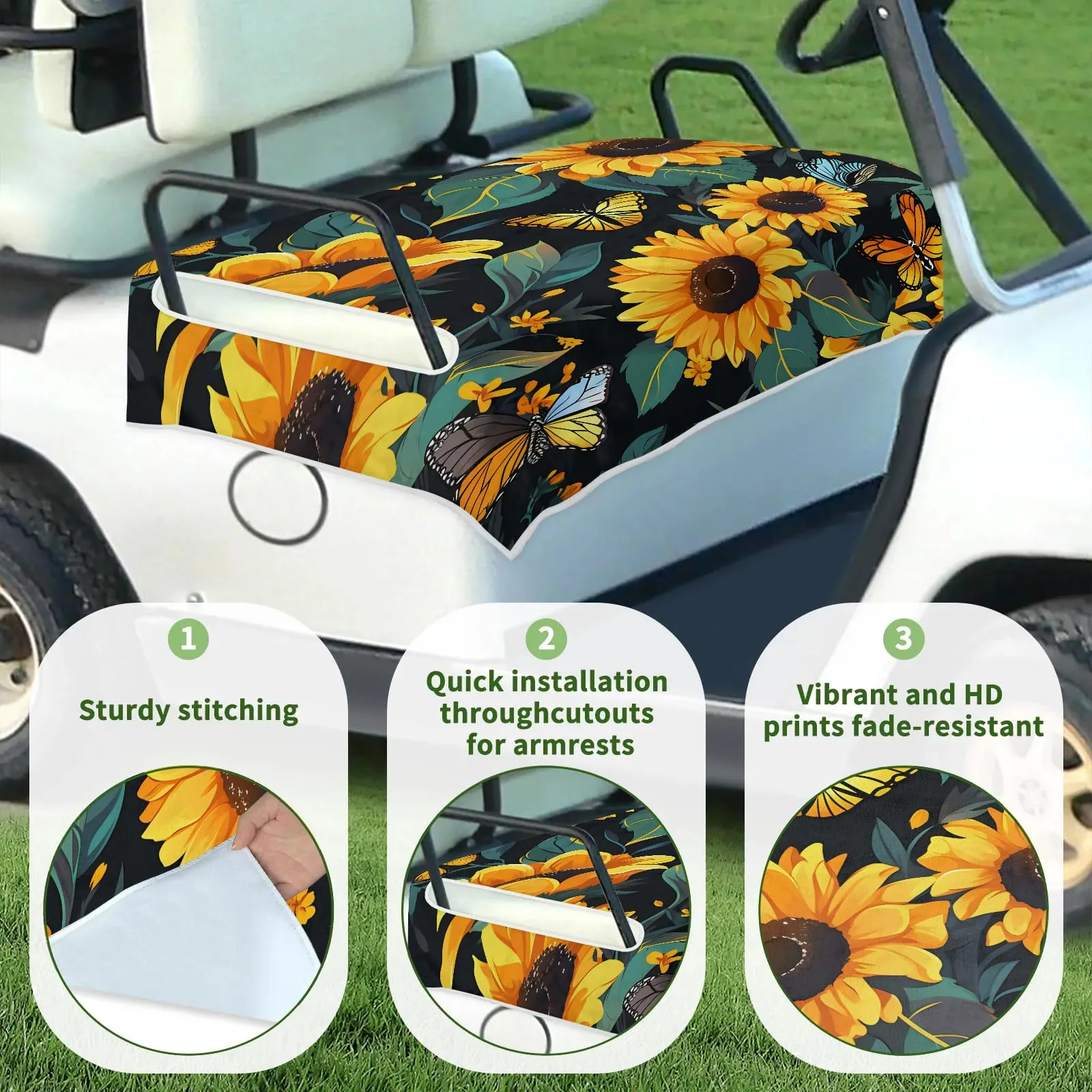 Tiveruda Sunflower Golf Cart Seat Cover, 51 x 31 in image 3