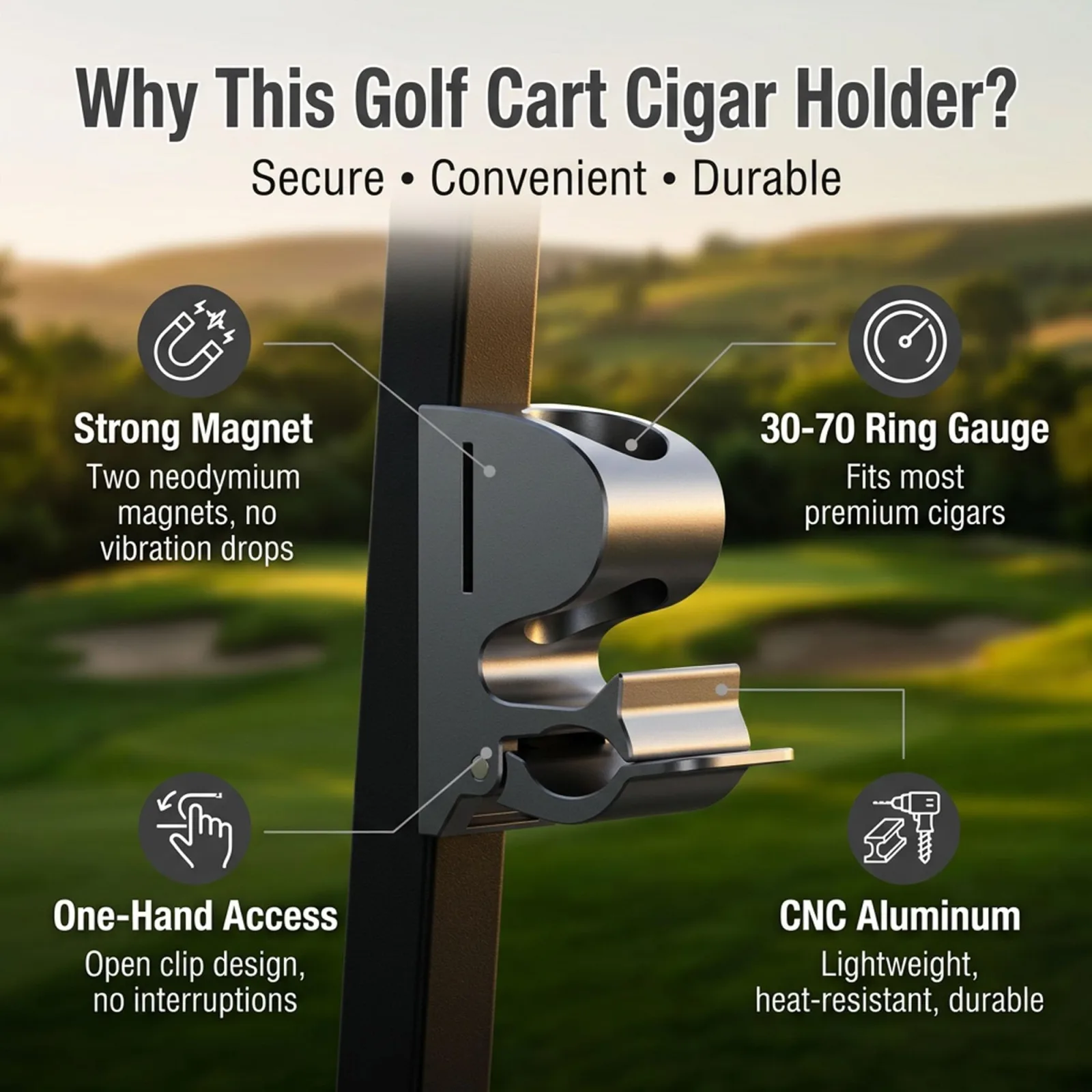 Zeatsumicz Magnetic Golf Cart Cigar Holder image 4