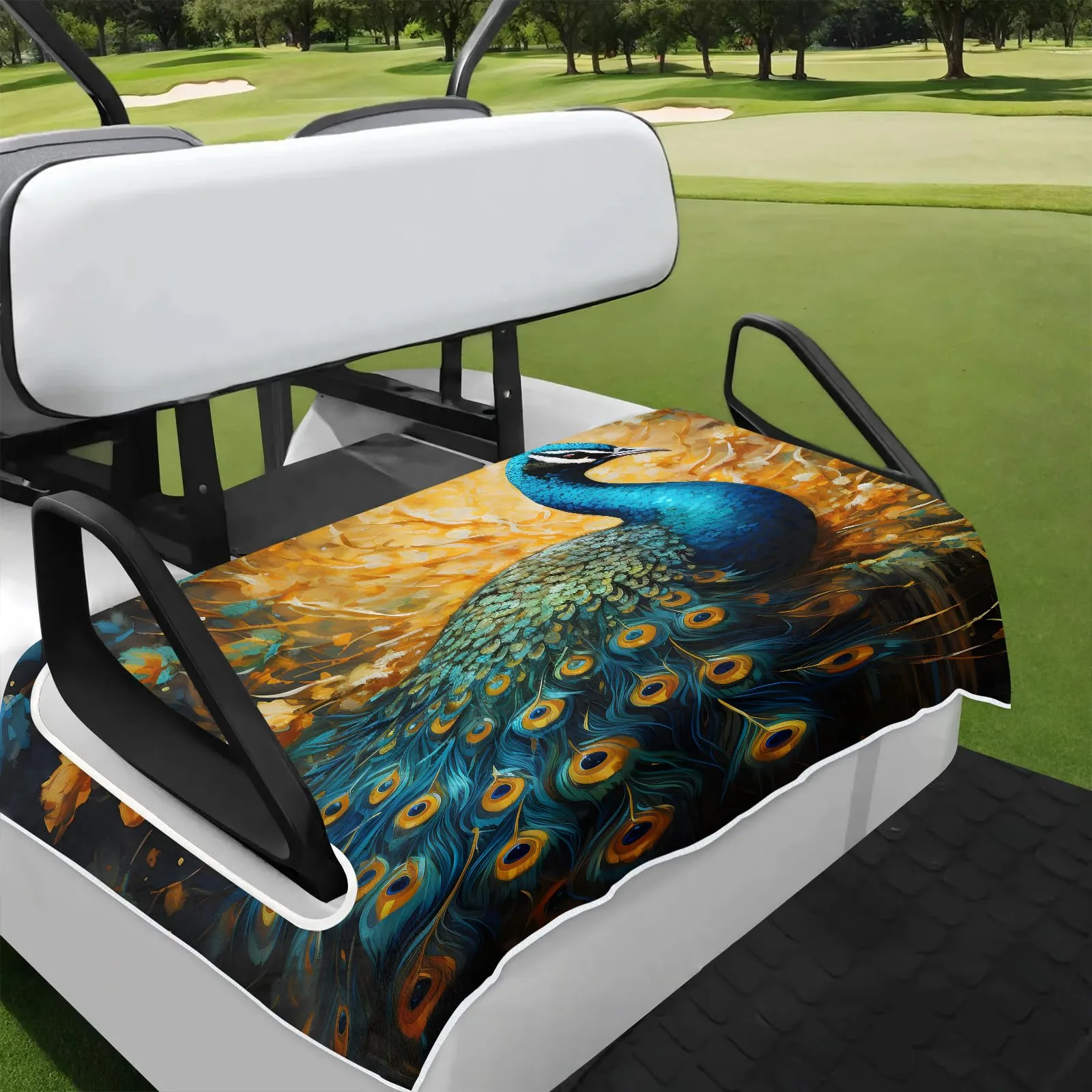 Tiveruda Floral Peacock Golf Cart Seat Cover, 51 x 31 in