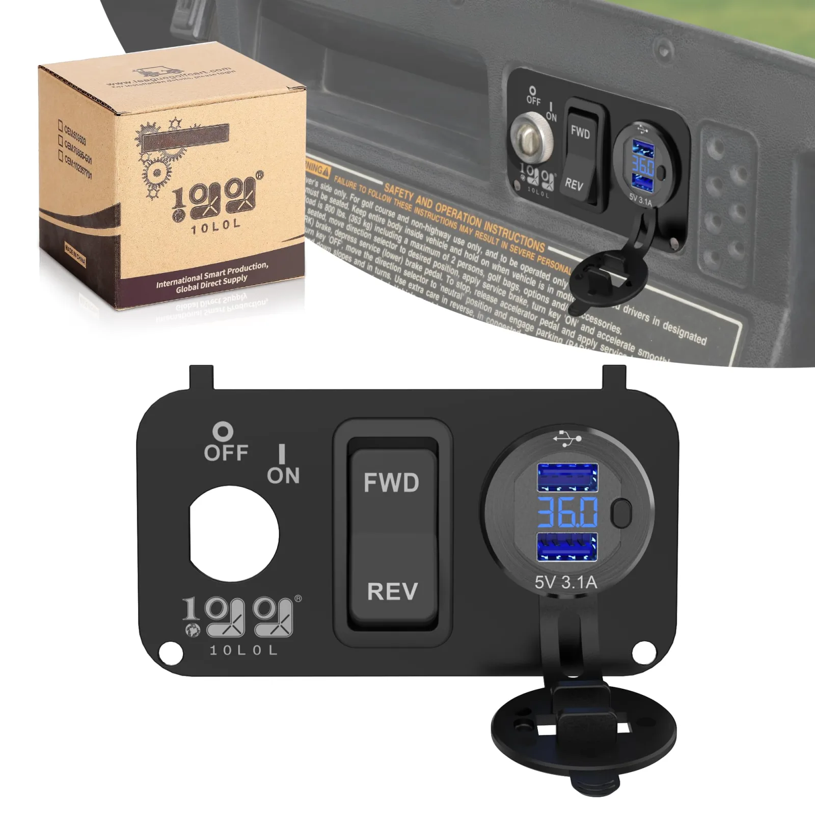 10L0L Console Plate for E-Z-GO TXT & Medalist 36V/48V