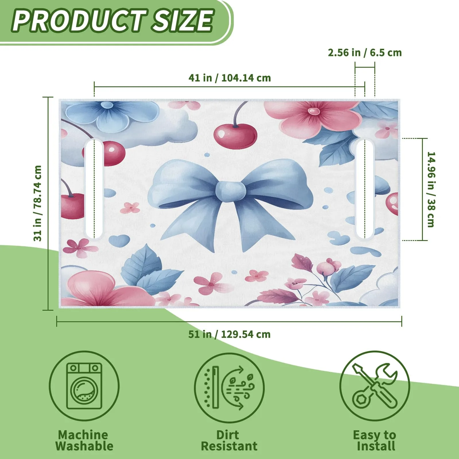 Tiveruda Watercolor Bow Golf Cart Seat Cover 51 x 31 in image 2