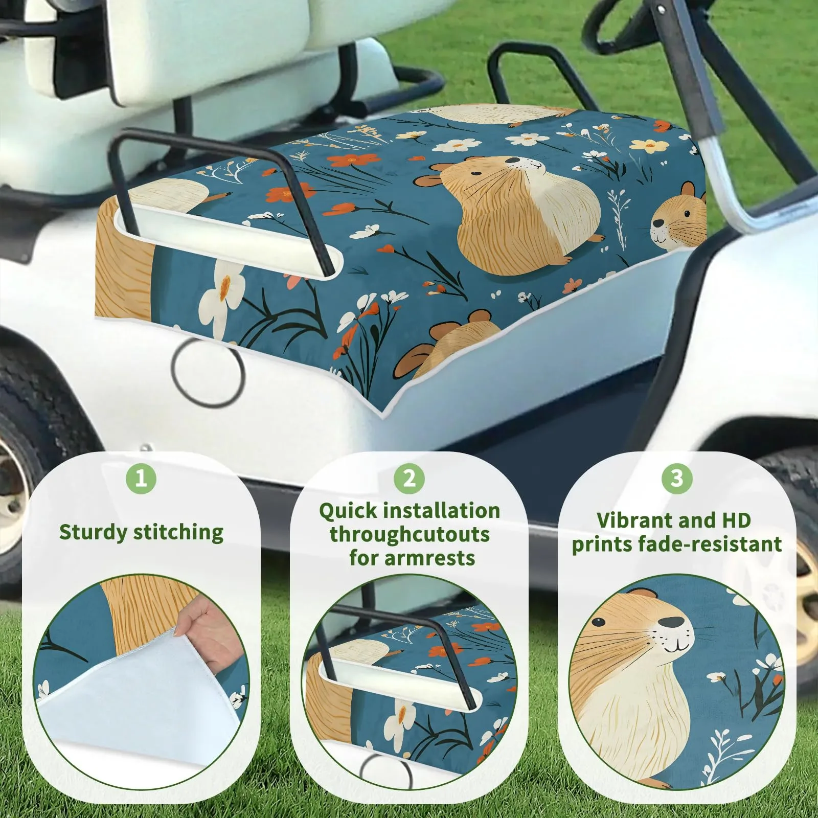 Tiveruda Golf Cart Seat Cover Blanket for Double Seats image 3