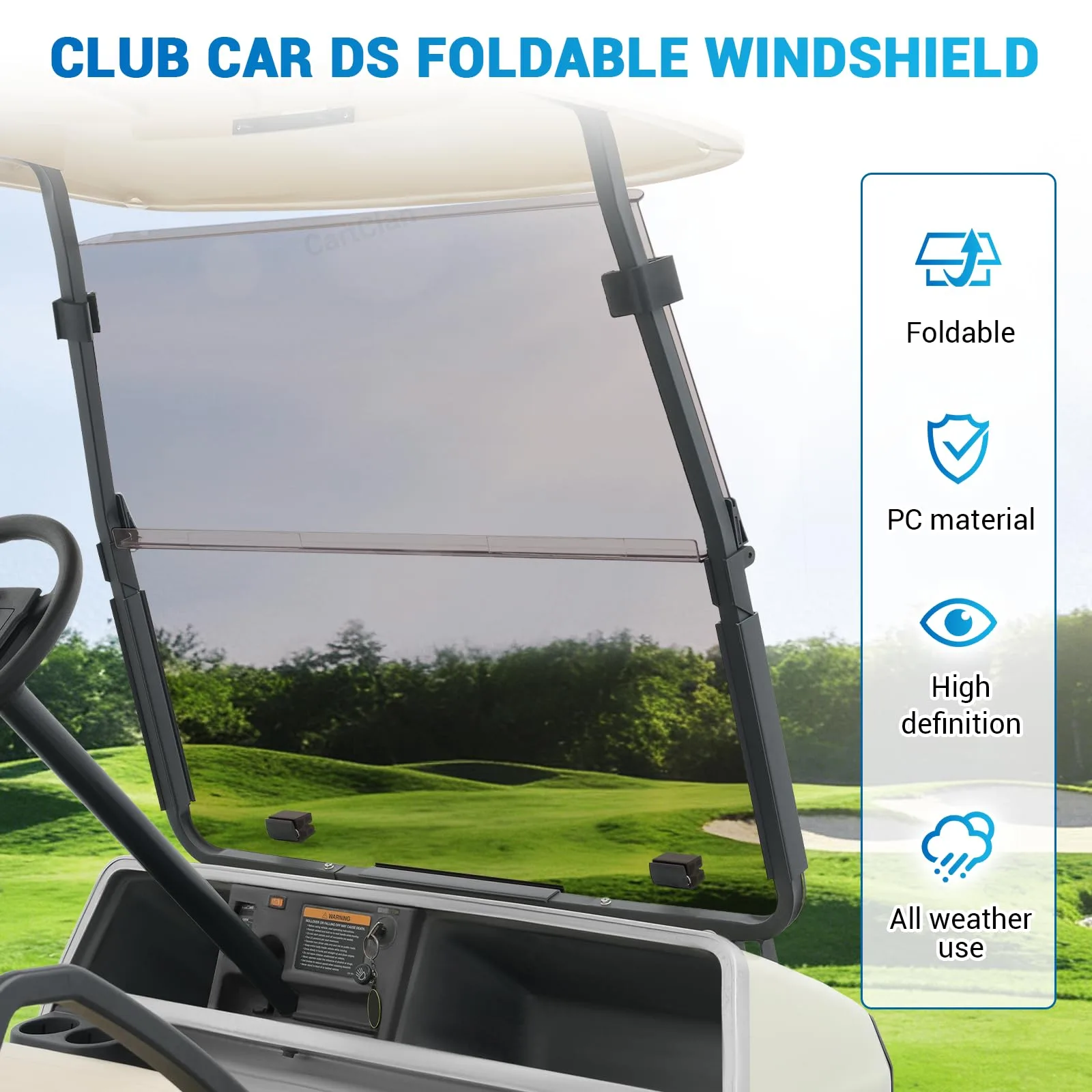 CartClan Foldable Windshield for Club Car DS CT-0234 image 3